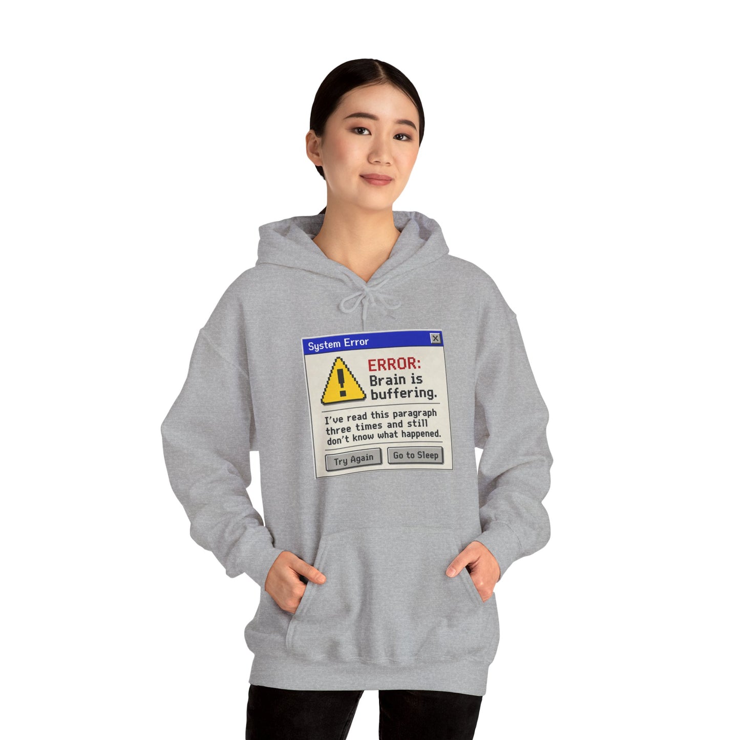 Neurospicy "ERROR: Brain is buffering" Retro Computer Alert Graphic Hoodie