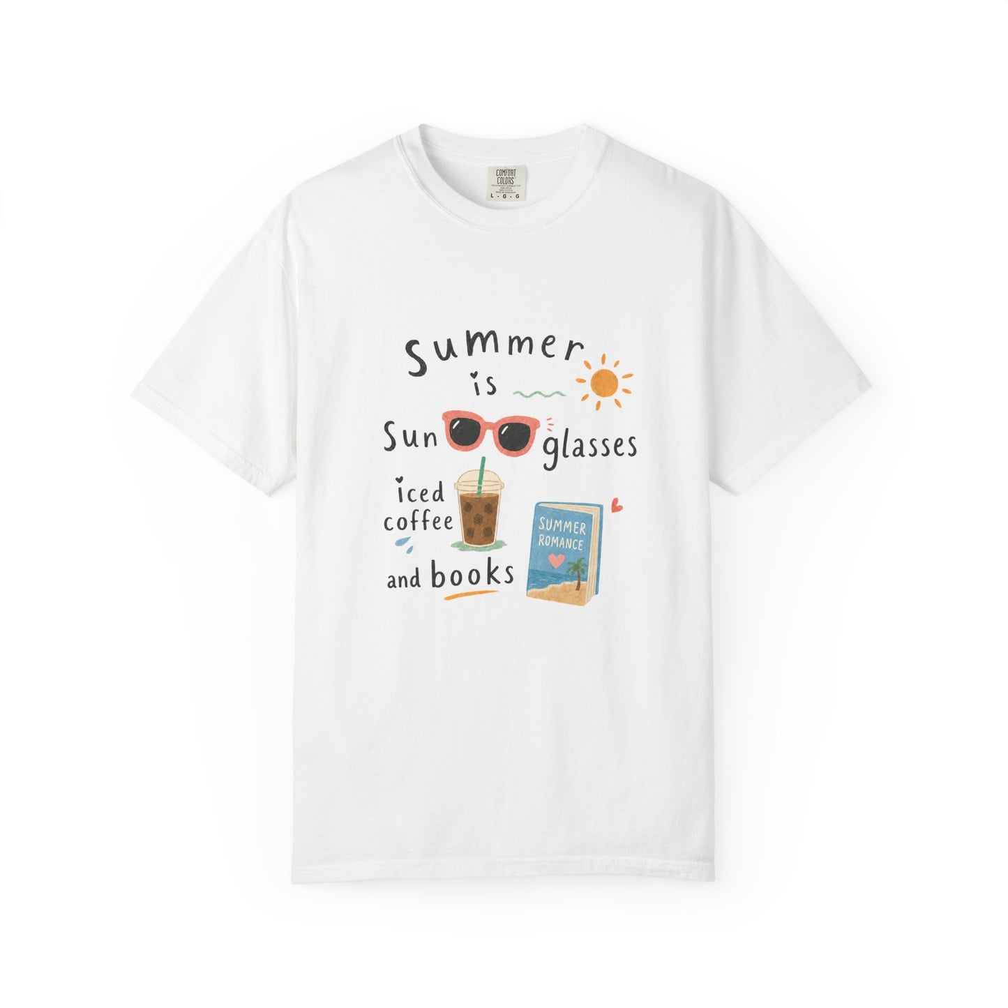 "Summer Is Sunglasses, Iced Coffee & Books" T-Shirt