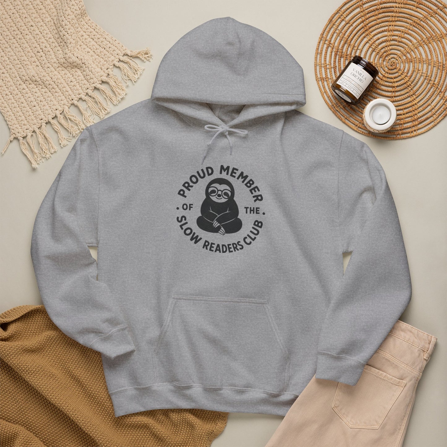 "Proud Member of the Slow Readers Club" Sloth Reading Hoodie