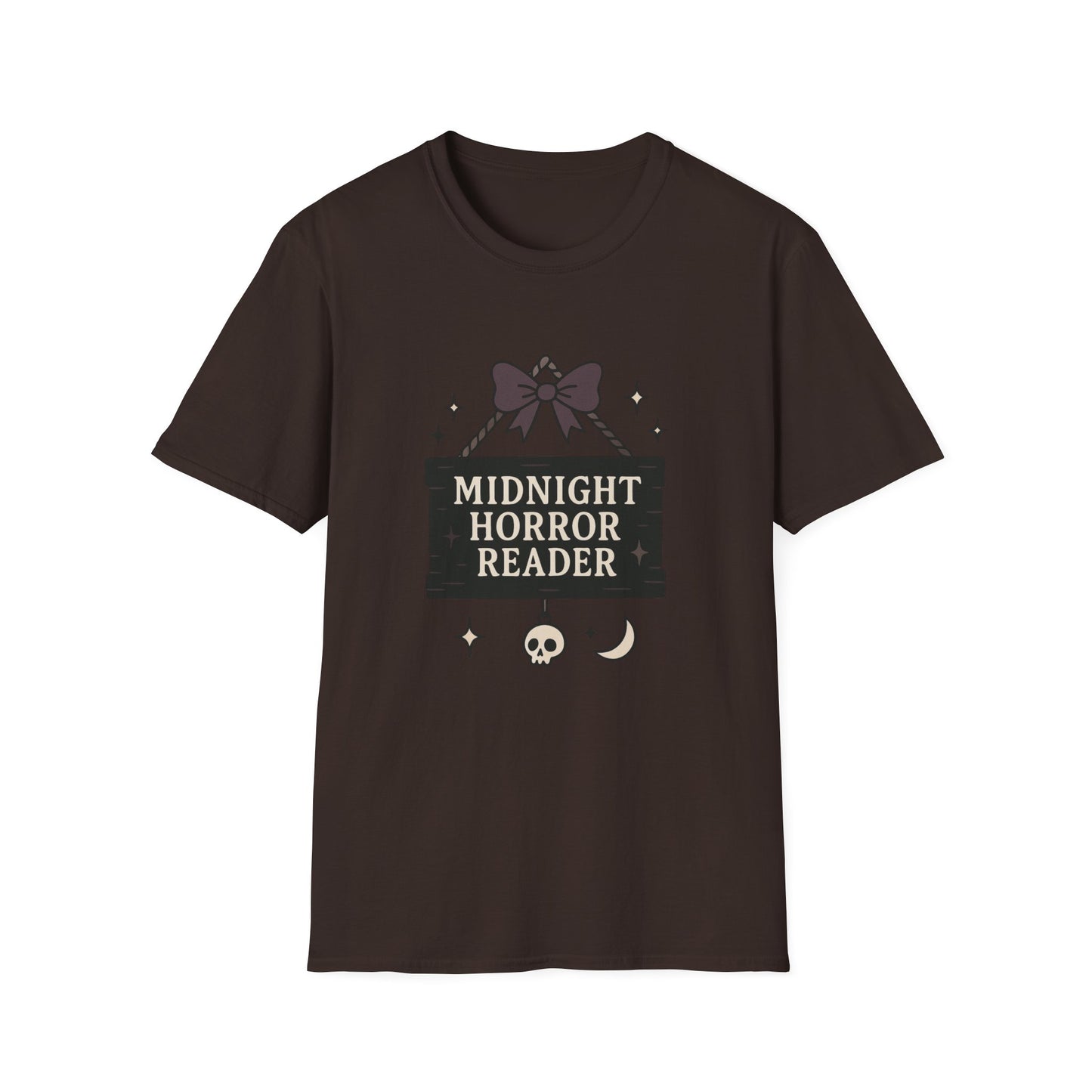 Lightweight Fabric - "Midnight Horror Reader" T-Shirt — Spooky Book Lover Graphic Tee