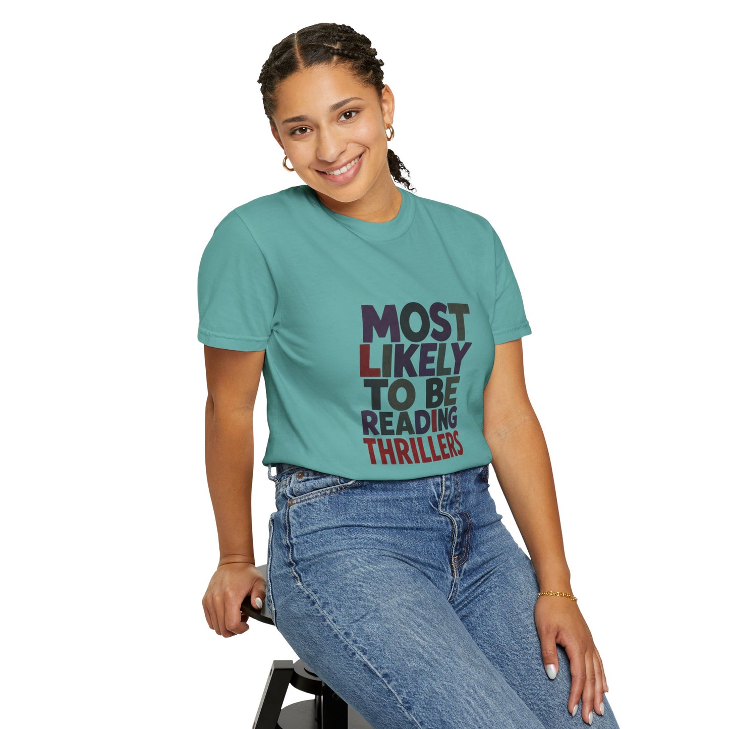“Most Likely to Be Reading Thrillers” Graphic T-shirt
