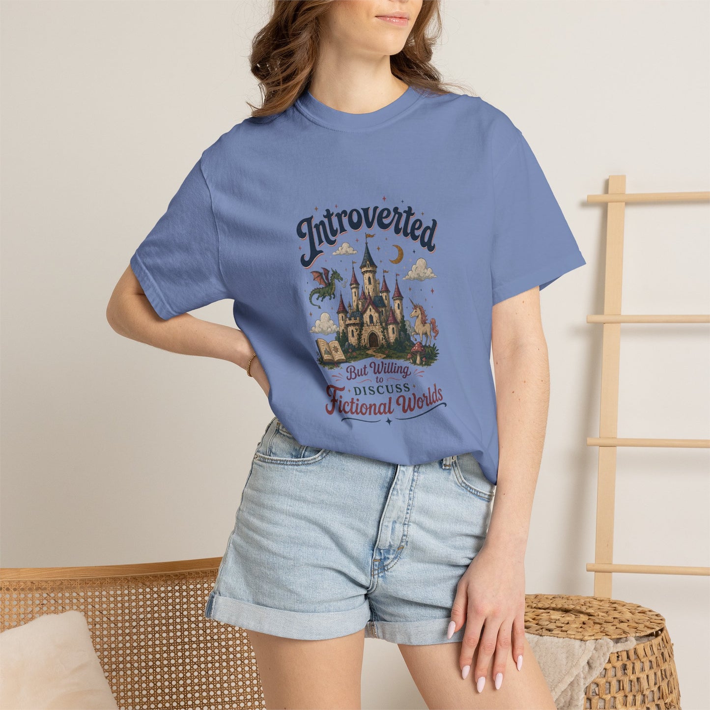 "Introverted But Willingly Discuss Fictional Worlds" Fantasy Lovers T-Shirt