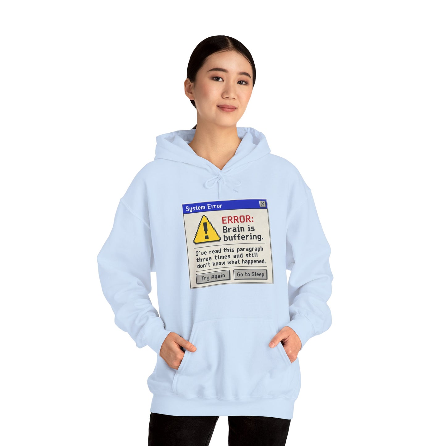 Neurospicy "ERROR: Brain is buffering" Retro Computer Alert Graphic Hoodie