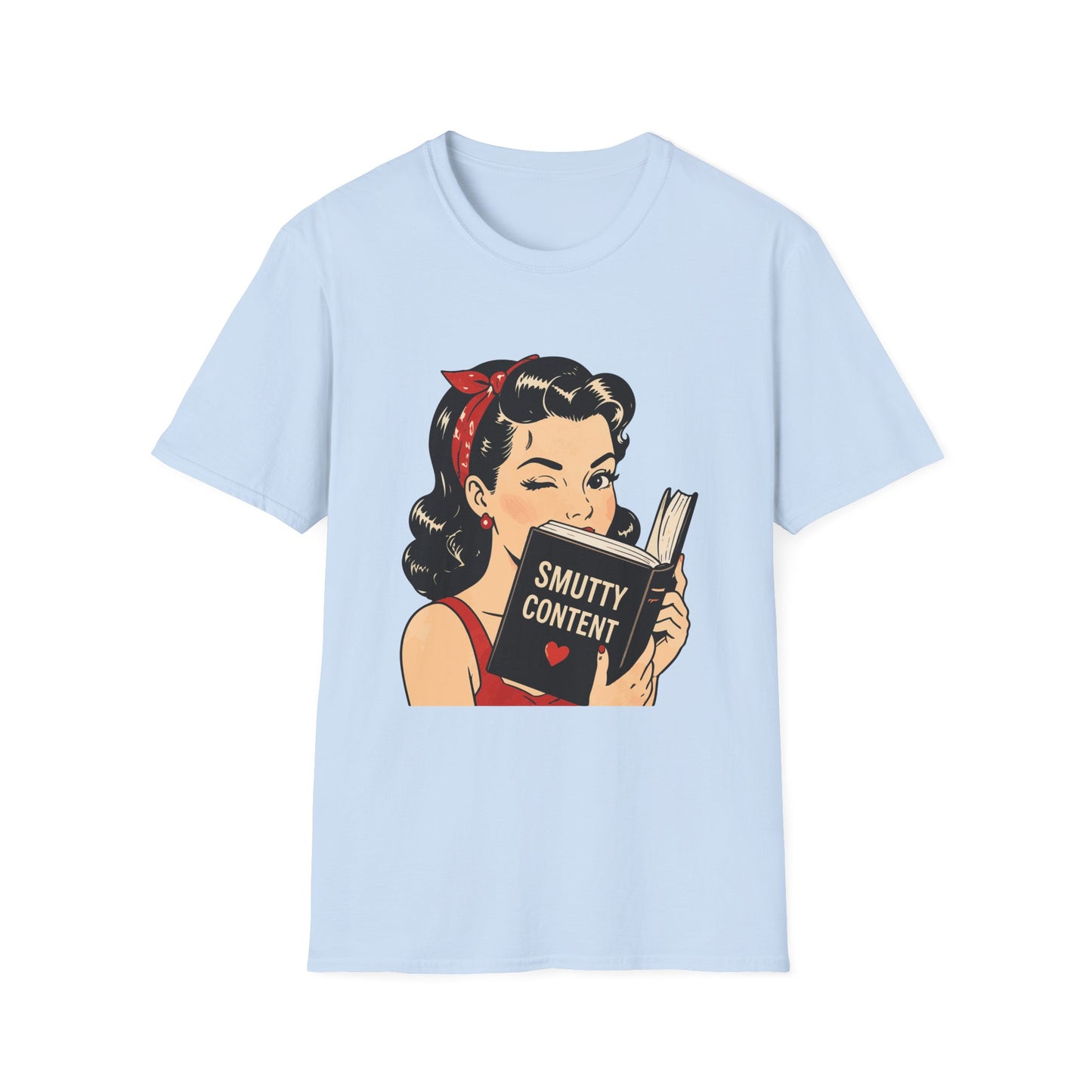 Lightweight Fabric - Vintage Pin-up Reading Tee — "Smutty Content" Graphic T-Shirt