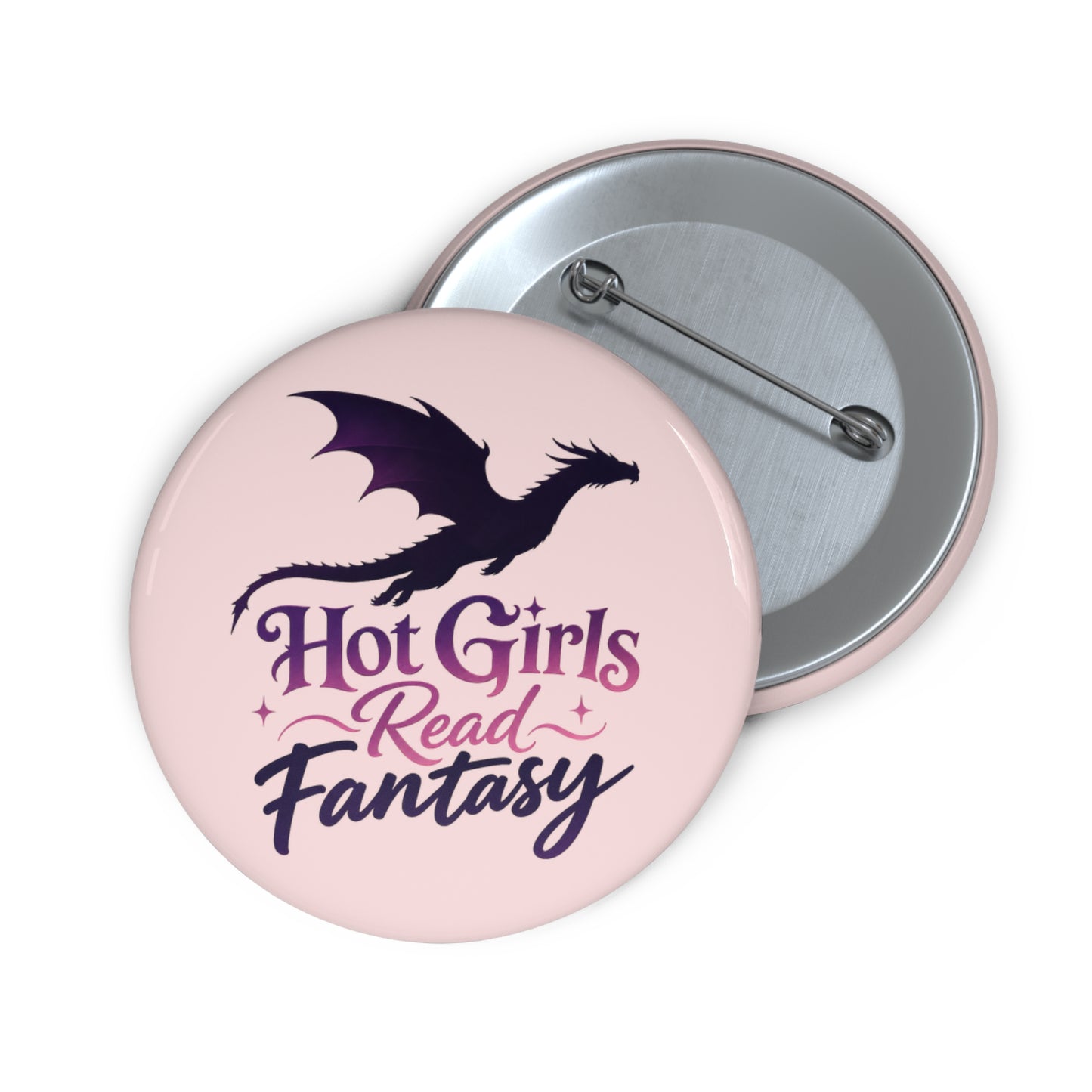 Pin Button — "Hot Girls Read Fantasy" Dragon Badge