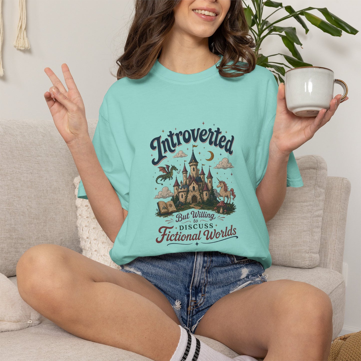 "Introverted But Willingly Discuss Fictional Worlds" Fantasy Lovers T-Shirt