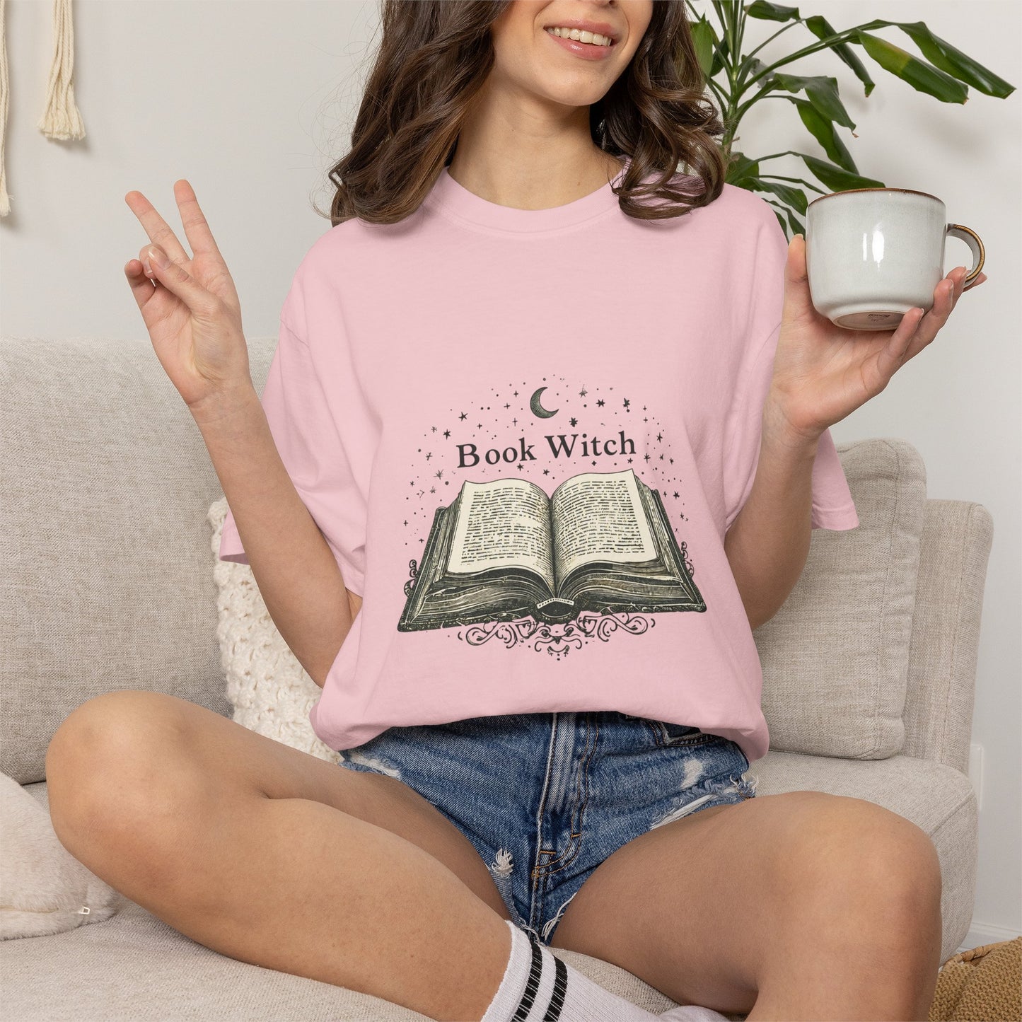 "Book Witch" T-Shirt — Vintage Open Spellbook Design for Readers & Witches