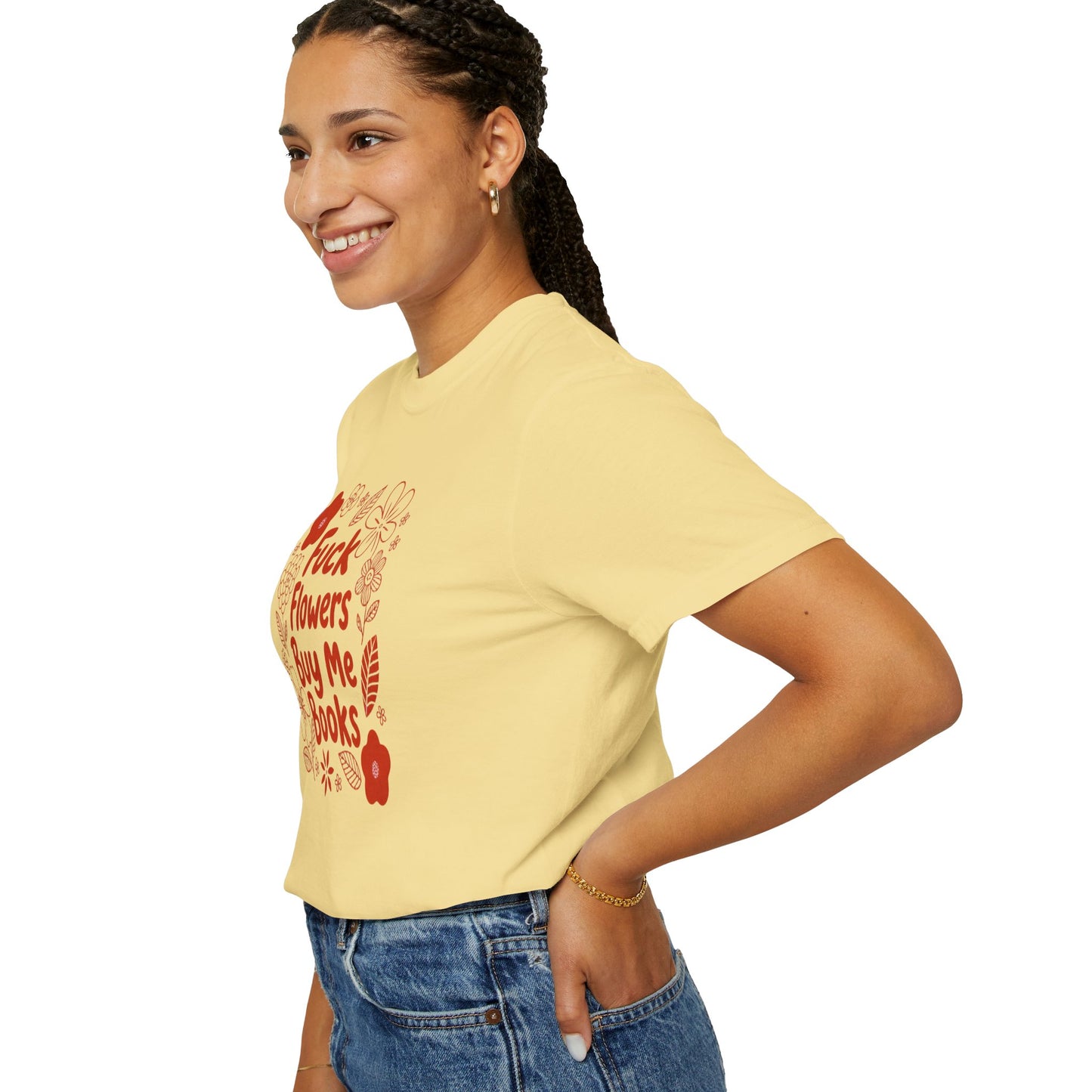 “Fuck Flowers Buy Me Books” Floral Graphic Tee