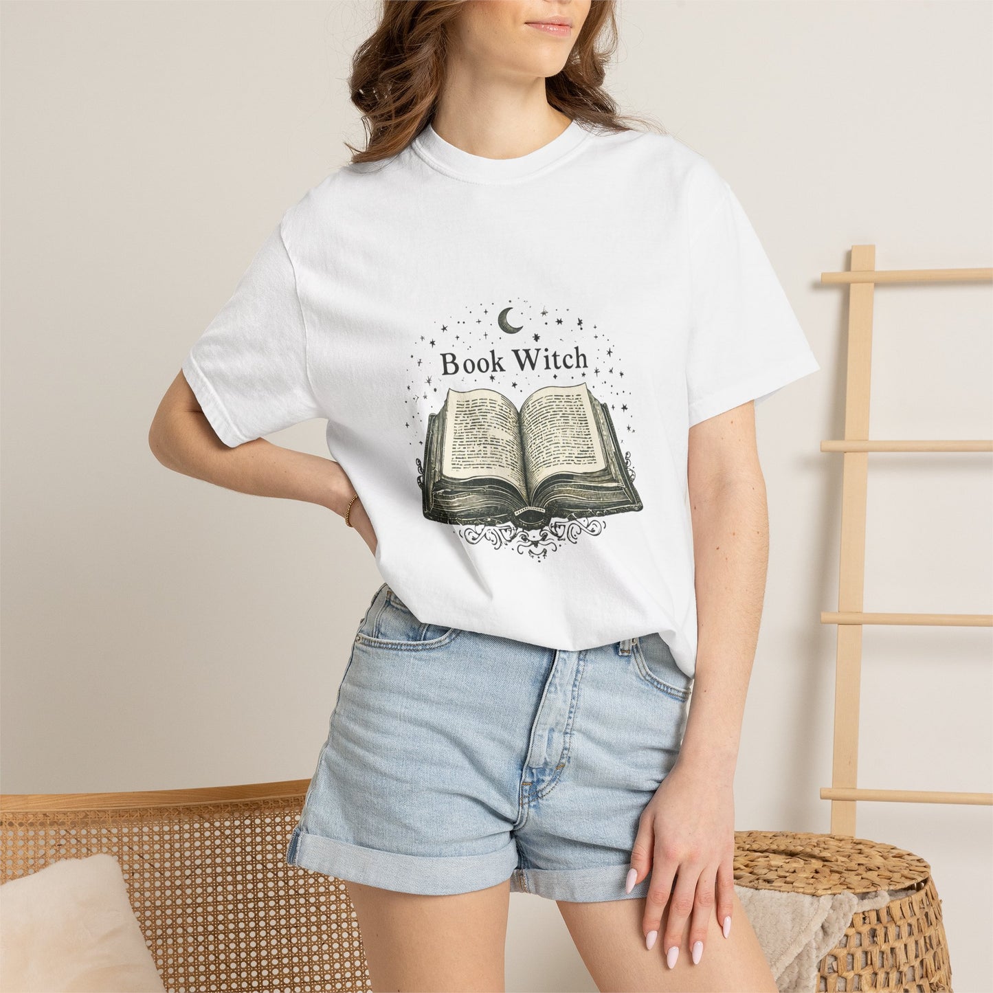 "Book Witch" T-Shirt — Vintage Open Spellbook Design for Readers & Witches