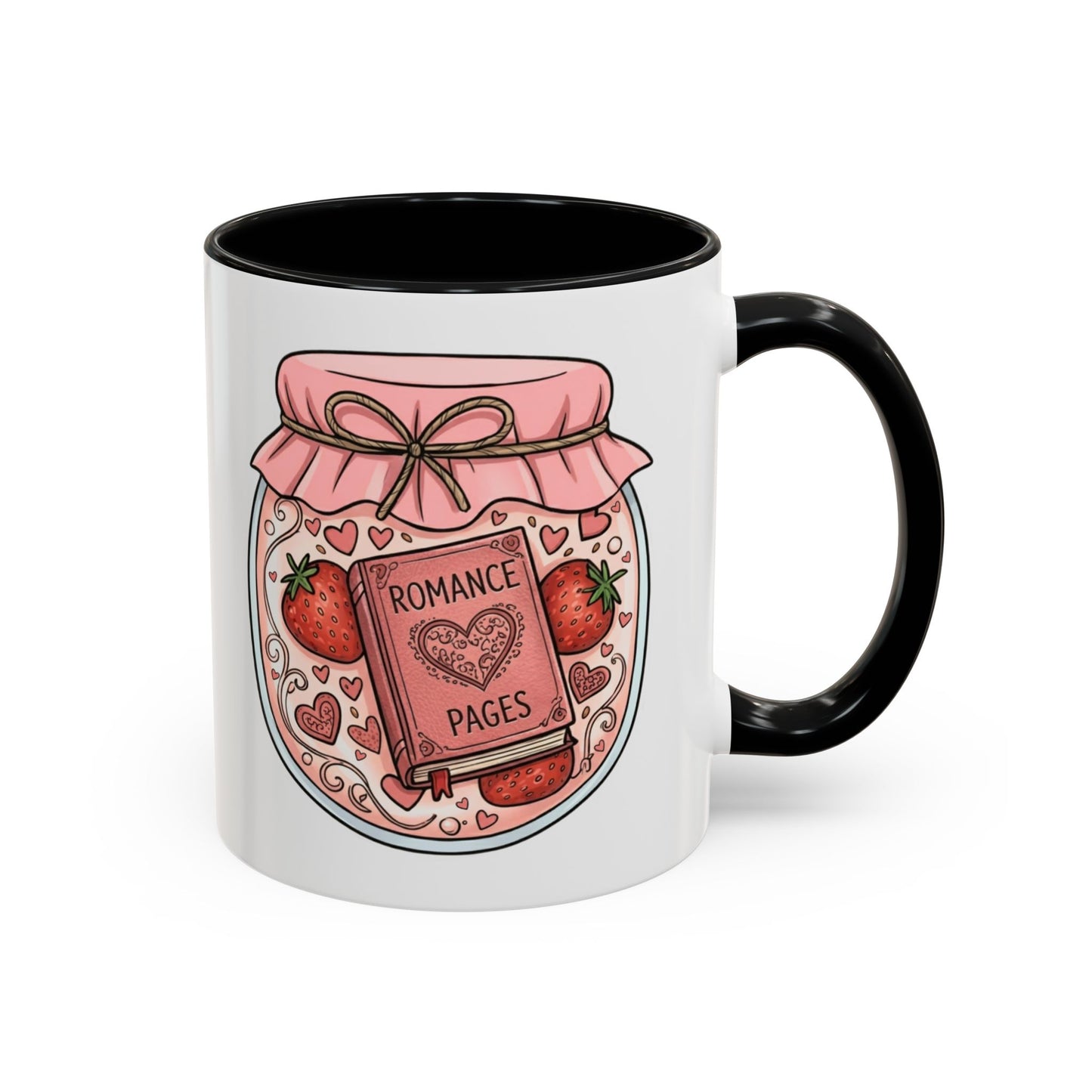 "Romance Pages" Jam Jar Coffee Mug — Cute Strawberry Jam Romance Readers Mug (11/15oz)