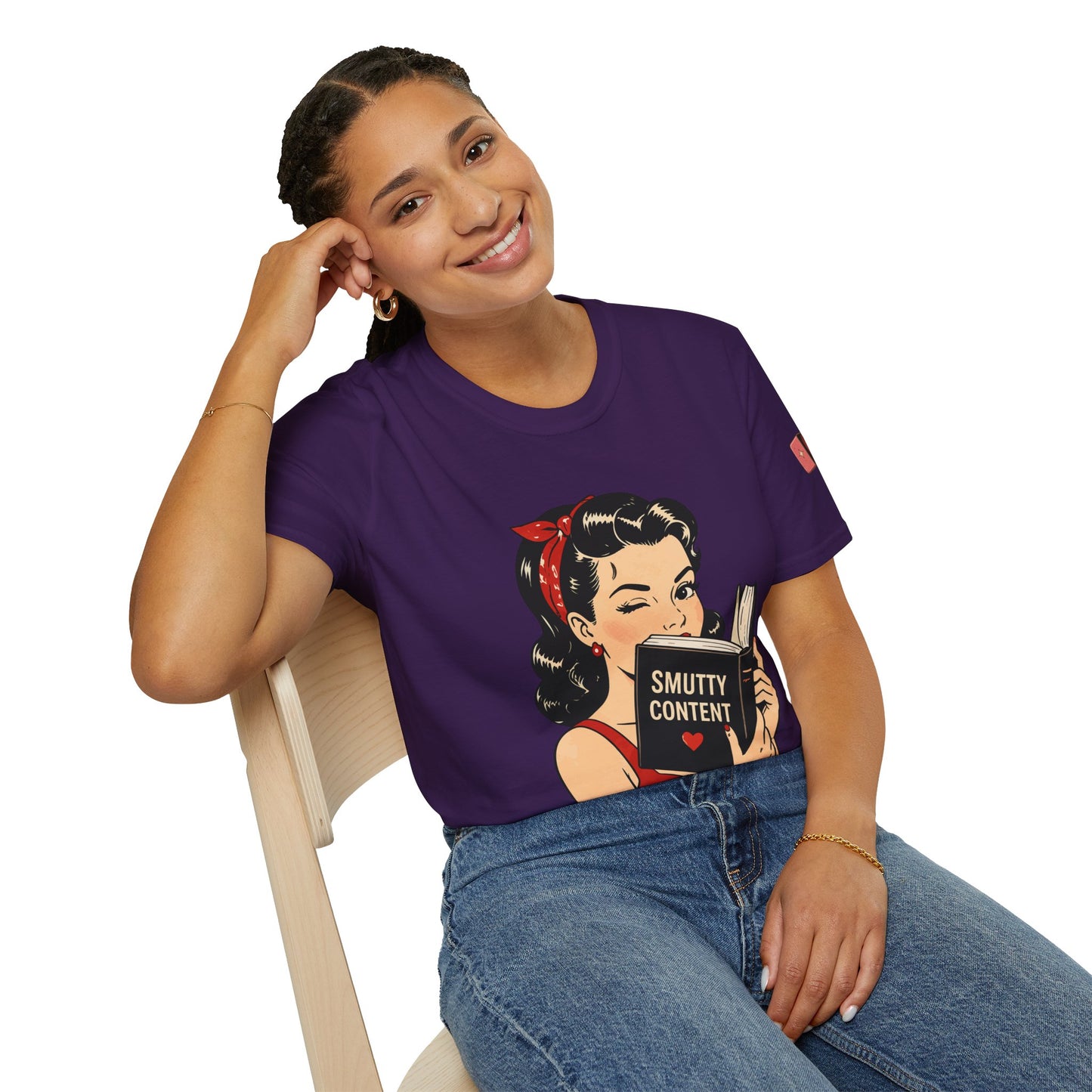 Lightweight Fabric - Vintage Pin-up Reading Tee — "Smutty Content" Graphic T-Shirt