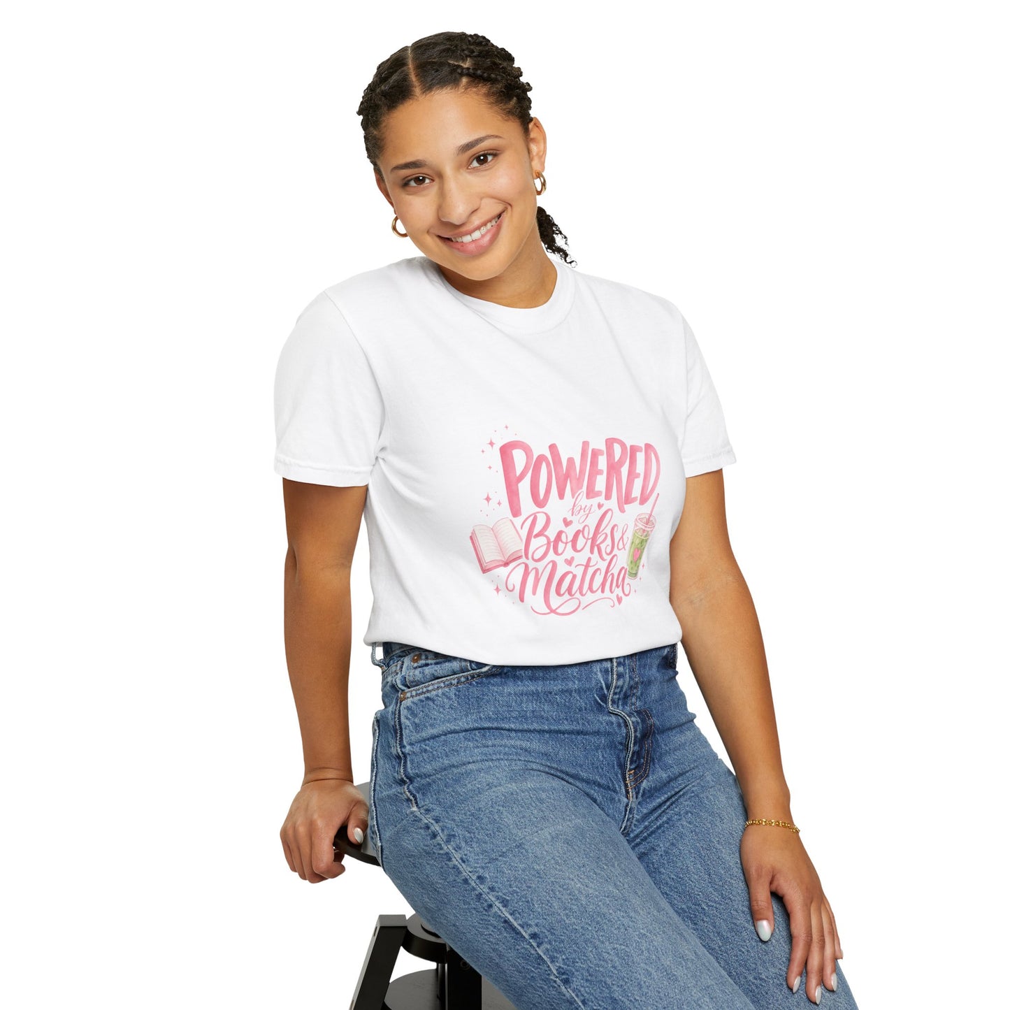 "Powered by Books & Matcha" T-Shirt