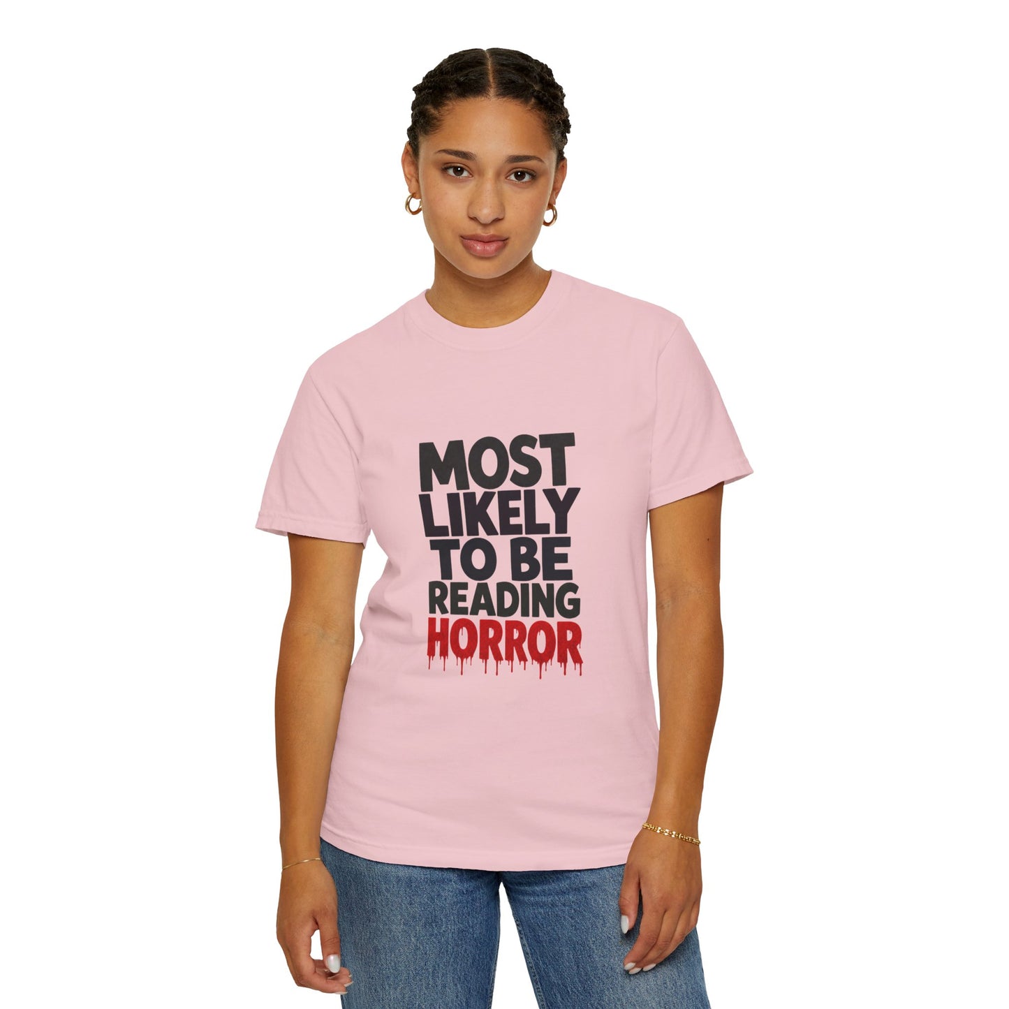 Horror Reader T-Shirt — "Most Likely to Be Reading Horror" Graphic Tee