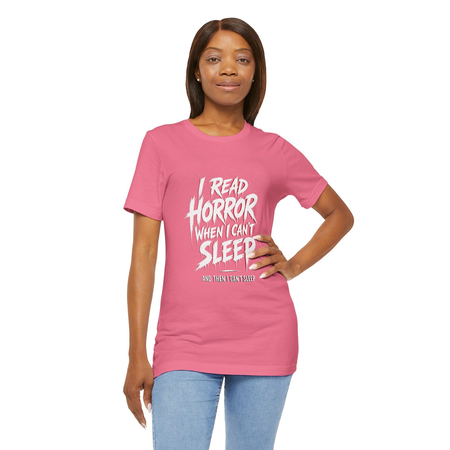 Airlume Cotton - Horror Reader Tee — "I Read Horror When I Can’t Sleep" Graphic T-Shirt