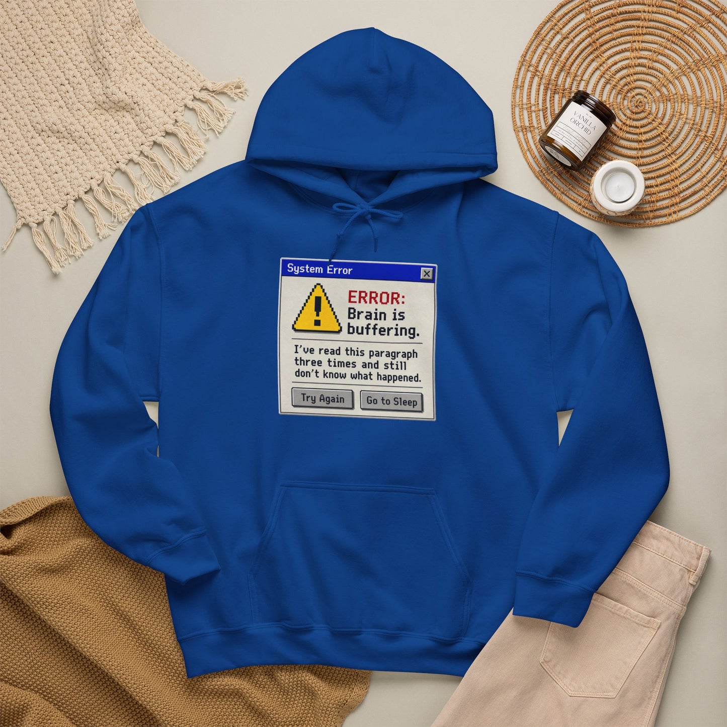 Neurospicy "ERROR: Brain is buffering" Retro Computer Alert Graphic Hoodie