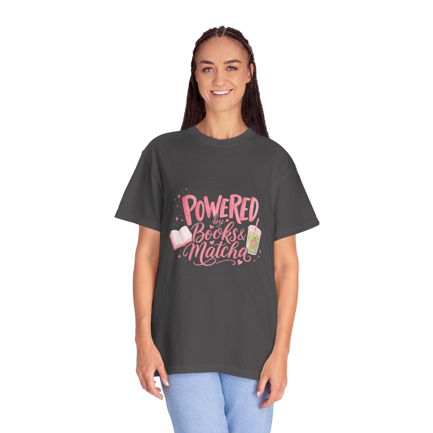 "Powered by Books & Matcha" T-Shirt