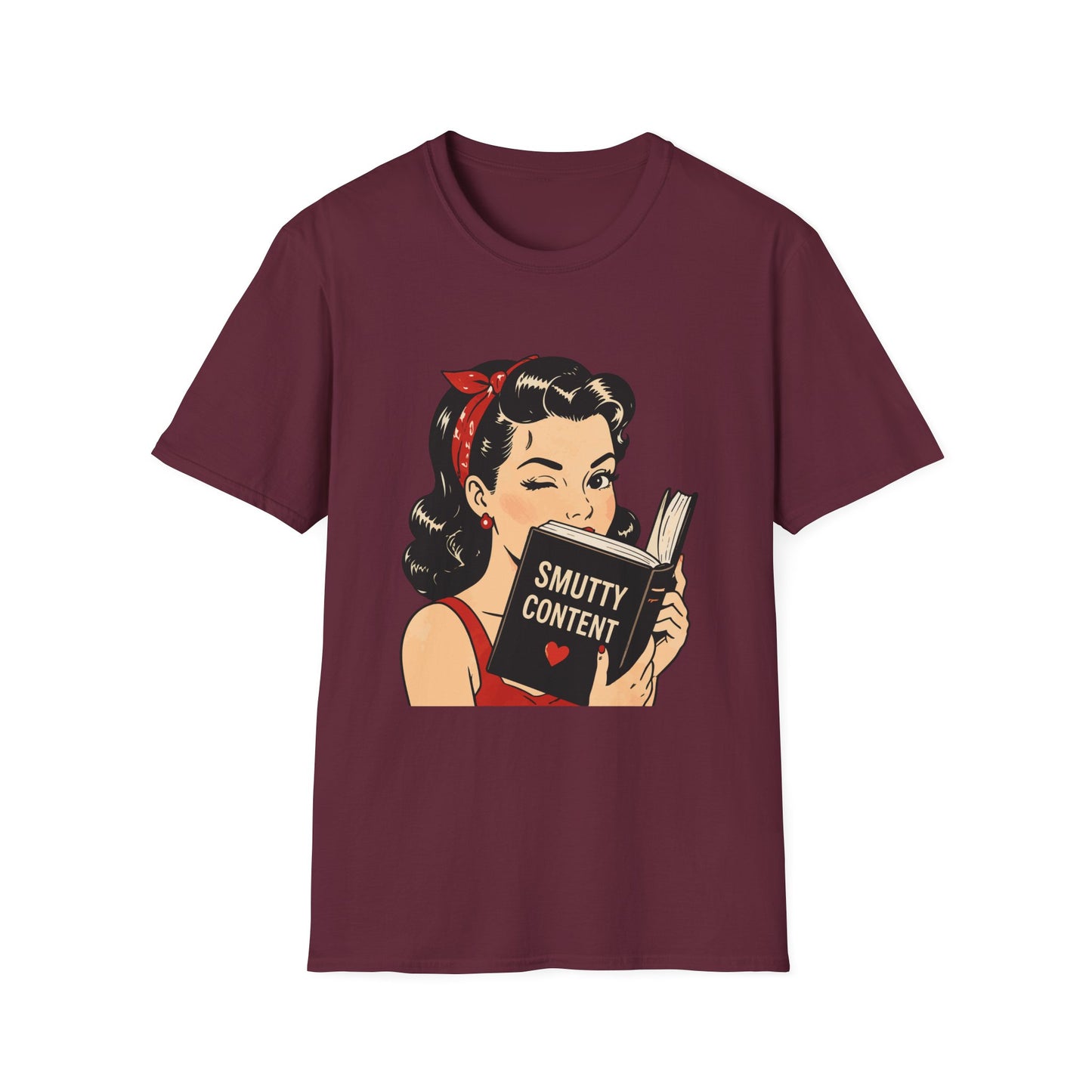 Lightweight Fabric - Vintage Pin-up Reading Tee — "Smutty Content" Graphic T-Shirt