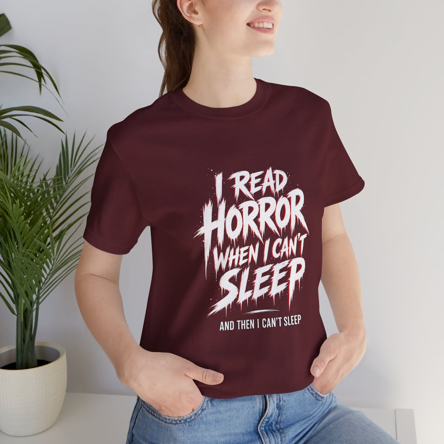 Airlume Cotton - Horror Reader Tee — "I Read Horror When I Can’t Sleep" Graphic T-Shirt