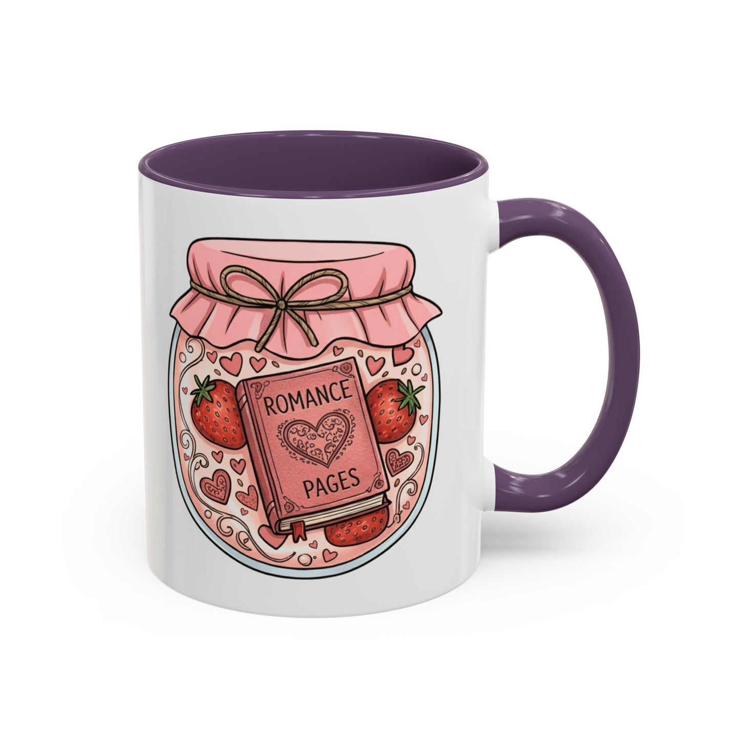 "Romance Pages" Jam Jar Coffee Mug — Cute Strawberry Jam Romance Readers Mug (11/15oz)