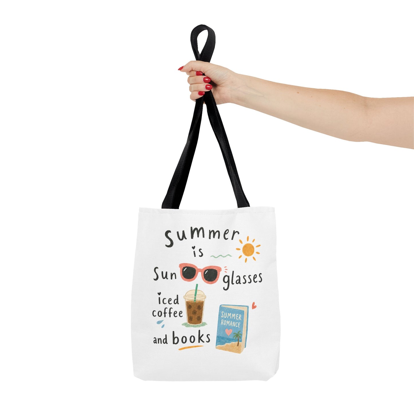 Summer Tote Bag — “Summer is Sunglasses, Iced Coffee and Books” Beach Book Bag
