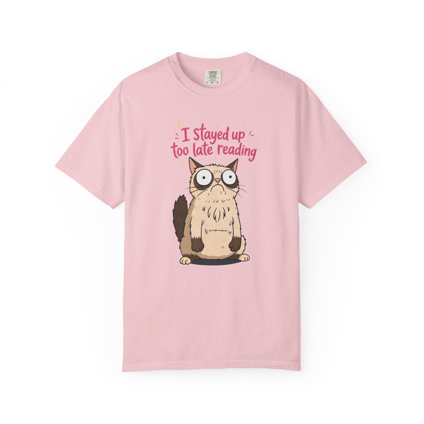 "I Stayed Up Too Late Reading" Cat T-Shirt — Cute Book Lover Graphic Tee