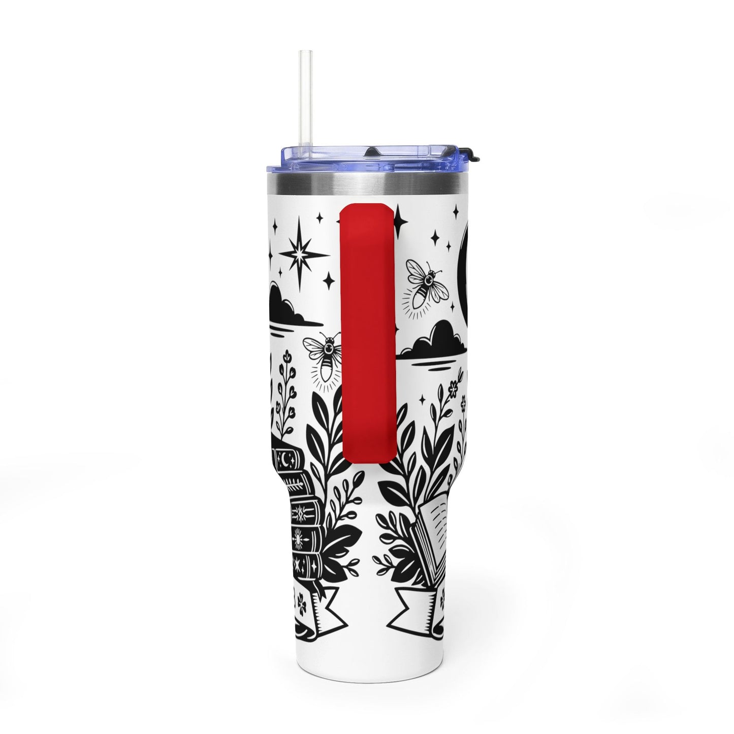 40oz Vacuum Tumbler — "Late Night Reading Club" Lantern & Moon Book Lover Travel Mug