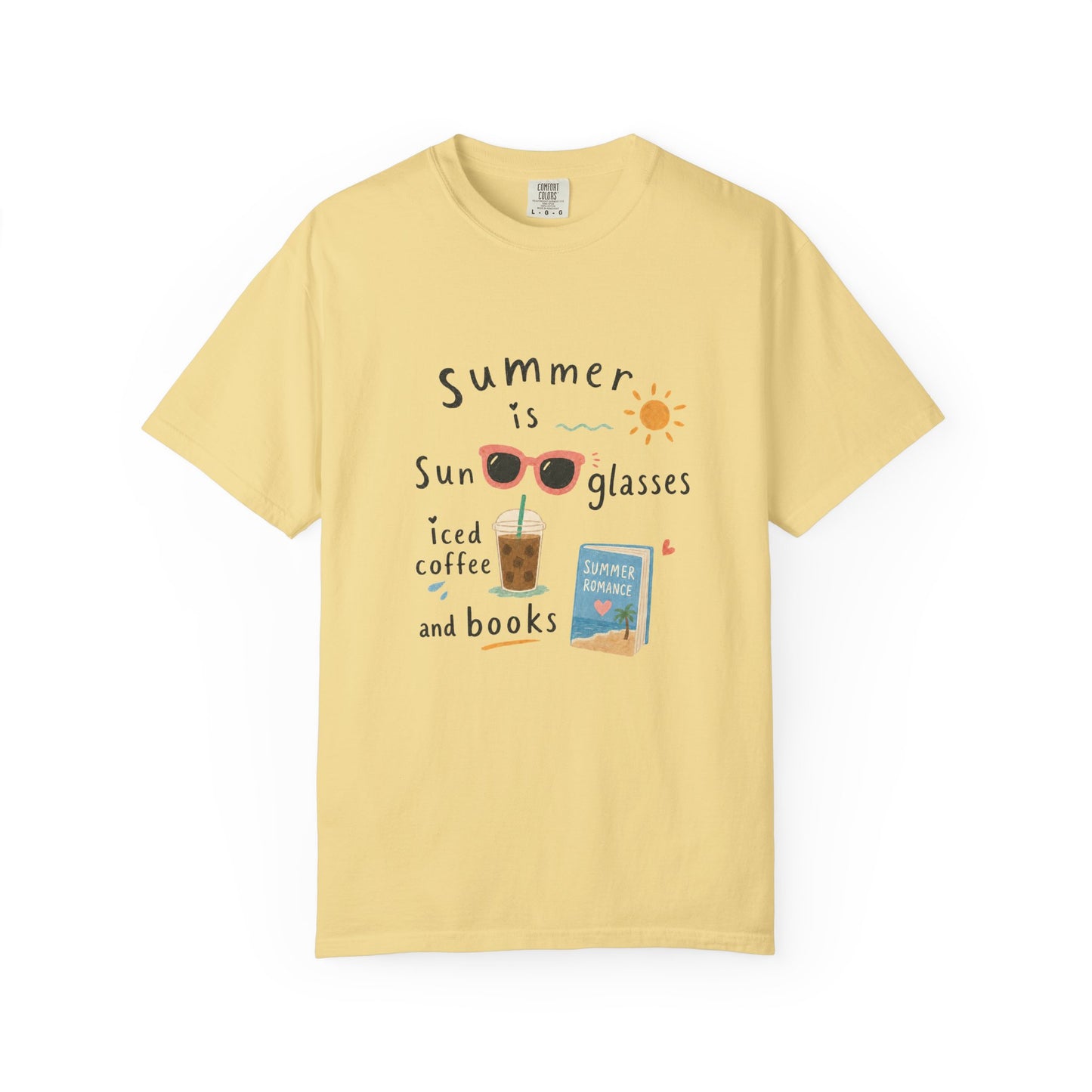 "Summer Is Sunglasses, Iced Coffee & Books" T-Shirt