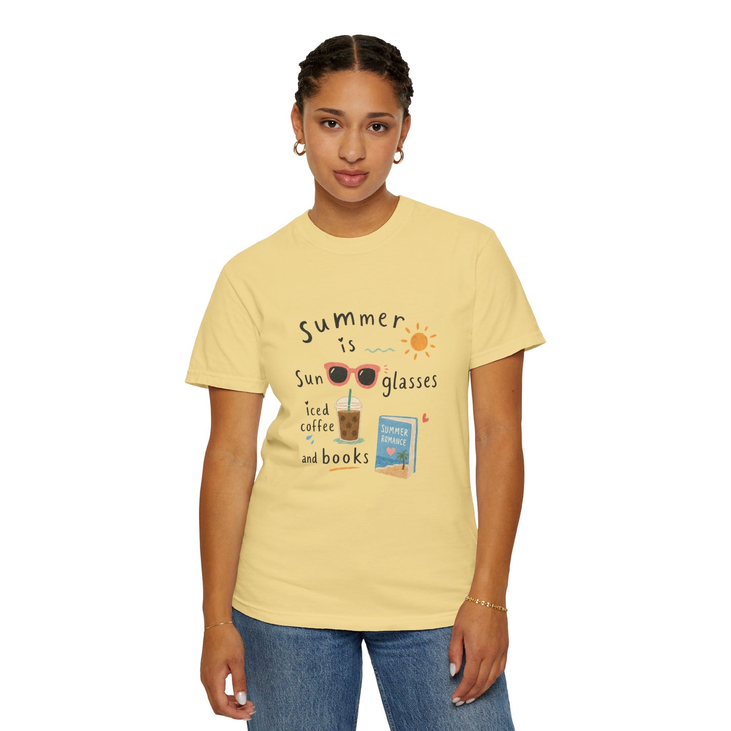 "Summer Is Sunglasses, Iced Coffee & Books" T-Shirt