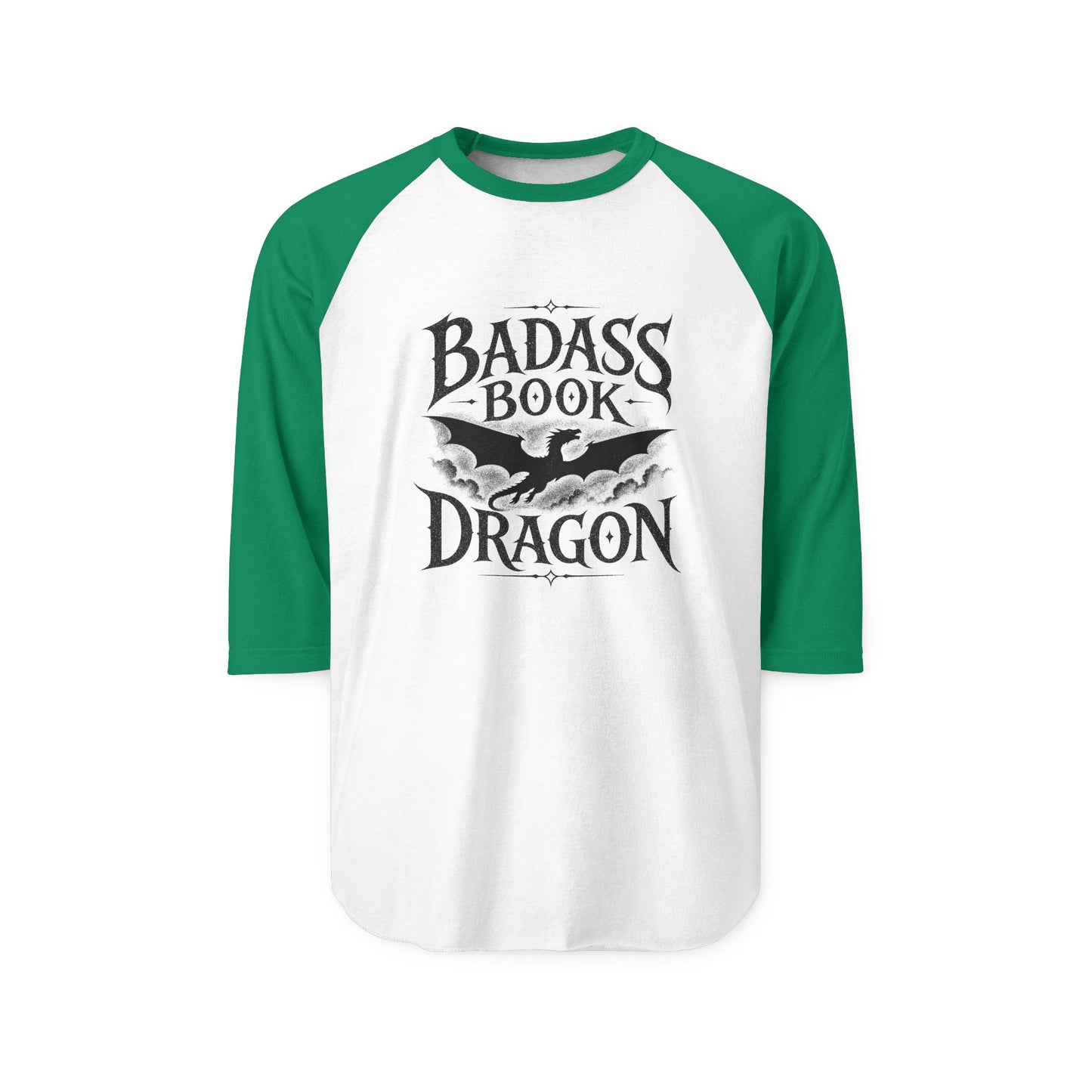 "Badass Book Dragon" Raglan Shirt — 3/4 Sleeve Reading Tee