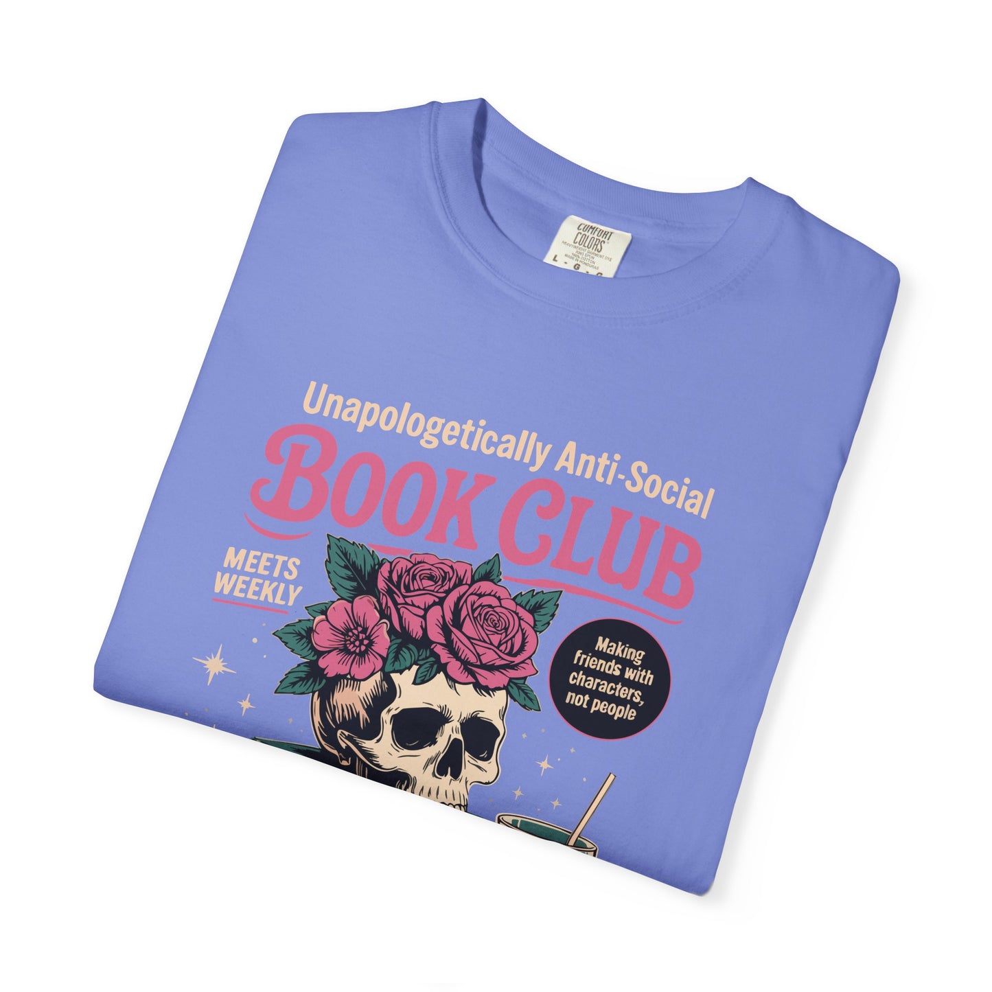 "Unapologetically Anti-Social Book Club" T-Shirt — Skull & Books Graphic Tee for Avid Readers