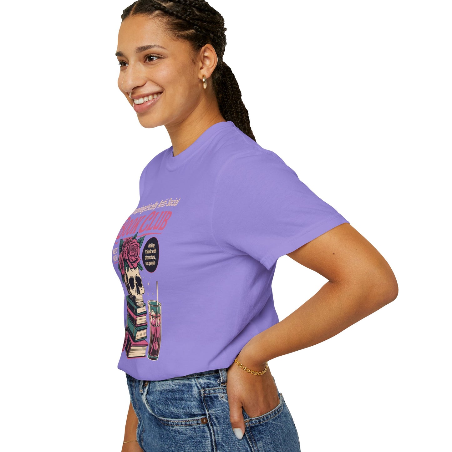 "Unapologetically Anti-Social Book Club" T-Shirt — Skull & Books Graphic Tee for Avid Readers