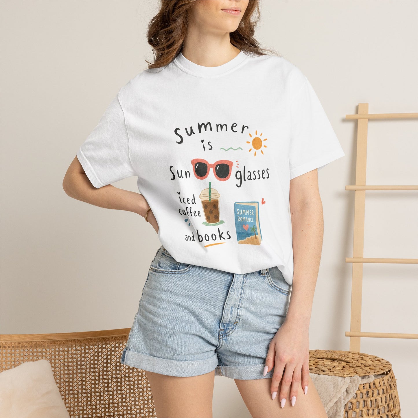 "Summer Is Sunglasses, Iced Coffee & Books" T-Shirt