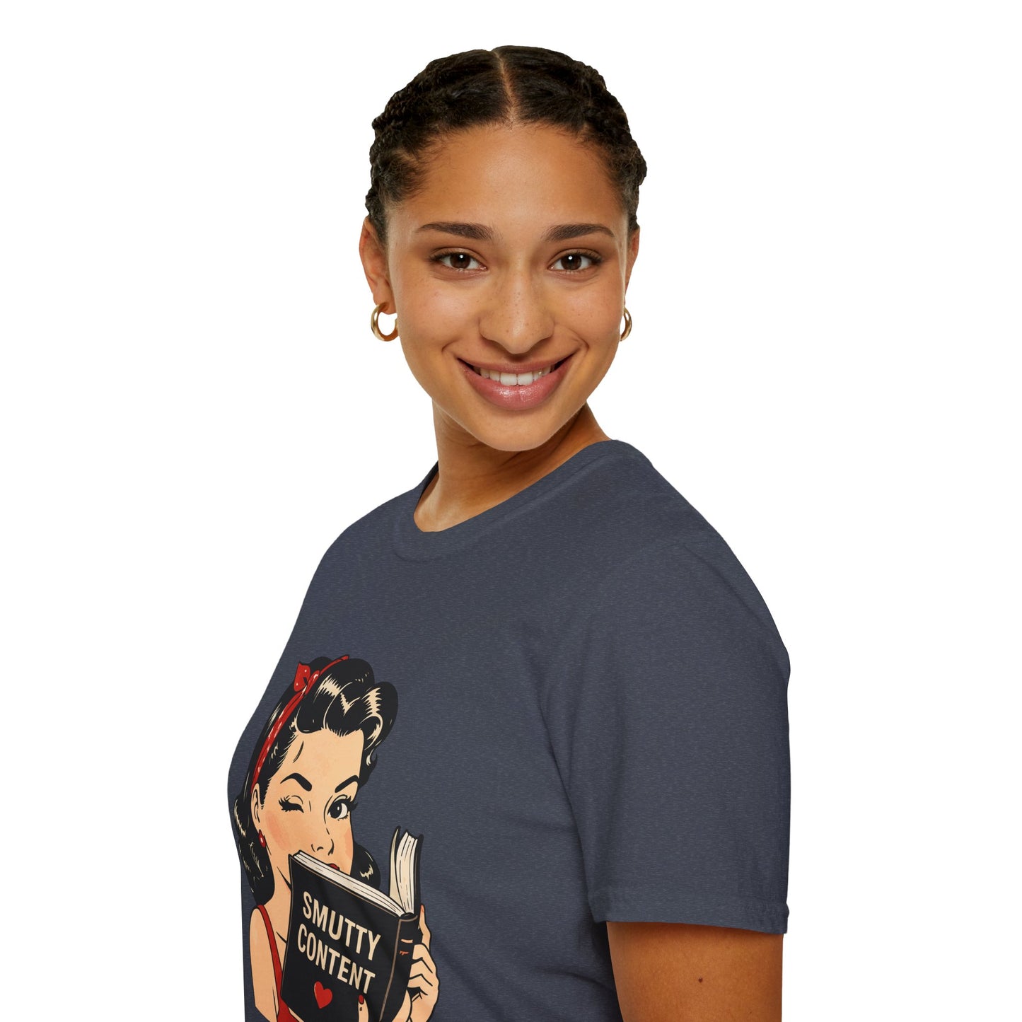 Lightweight Fabric - Vintage Pin-up Reading Tee — "Smutty Content" Graphic T-Shirt