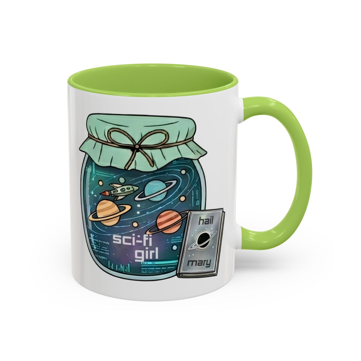 "Sci‑Fi Girl" JamJar Mug — Space Planets Accent Coffee Cup (11/15oz)