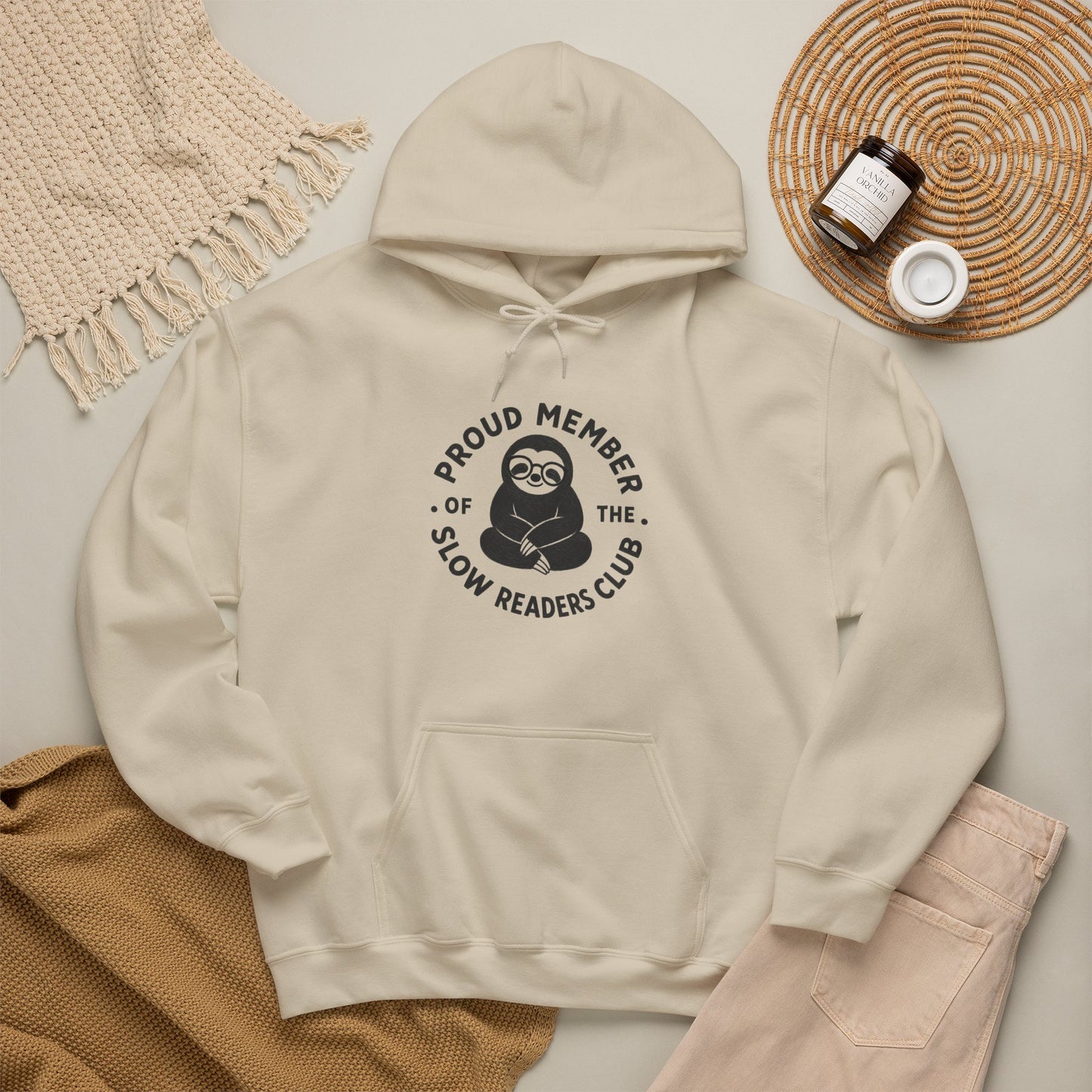 "Proud Member of the Slow Readers Club" Sloth Reading Hoodie