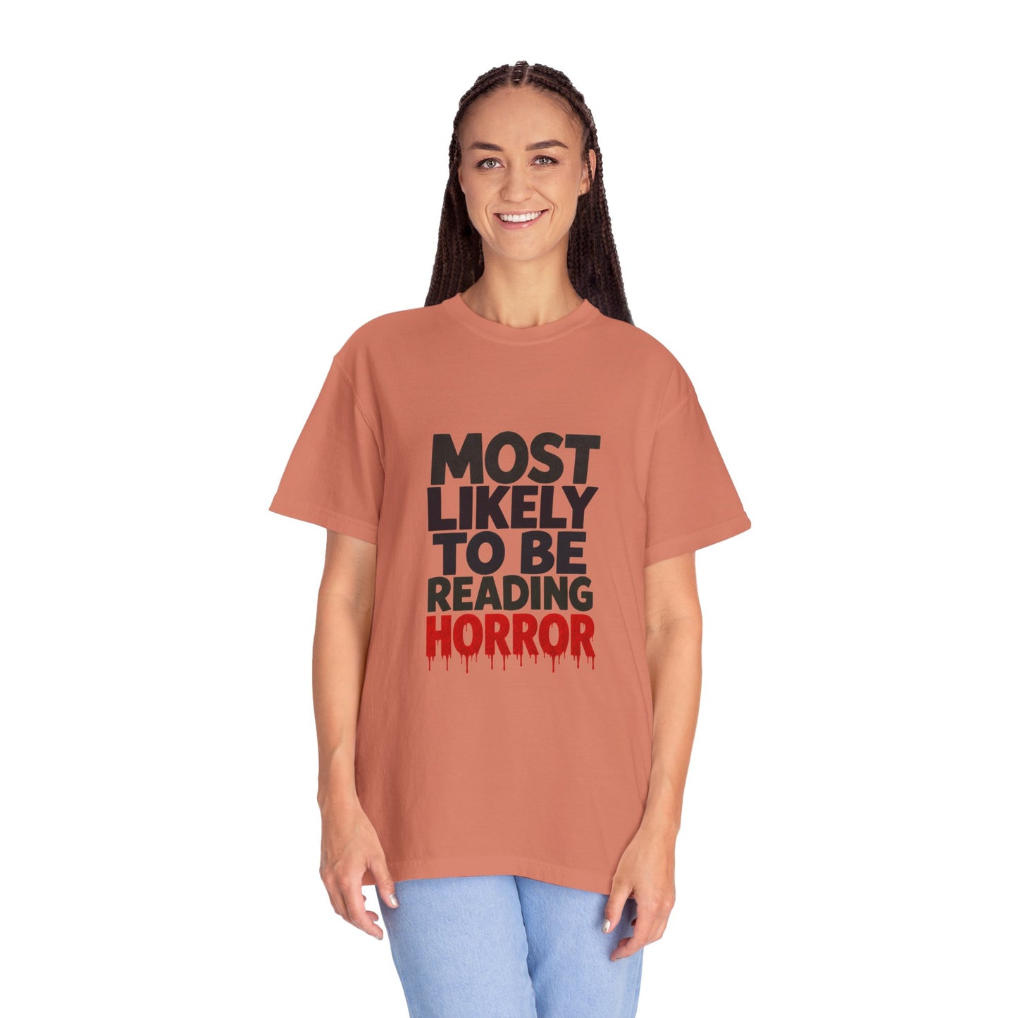 Horror Reader T-Shirt — "Most Likely to Be Reading Horror" Graphic Tee