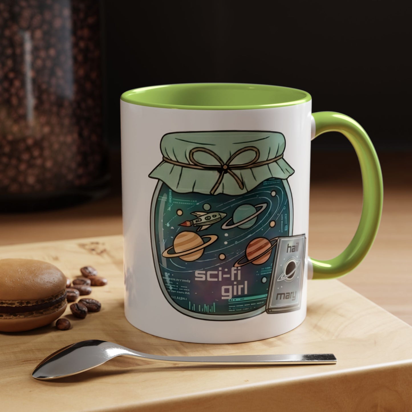 "Sci‑Fi Girl" JamJar Mug — Space Planets Accent Coffee Cup (11/15oz)