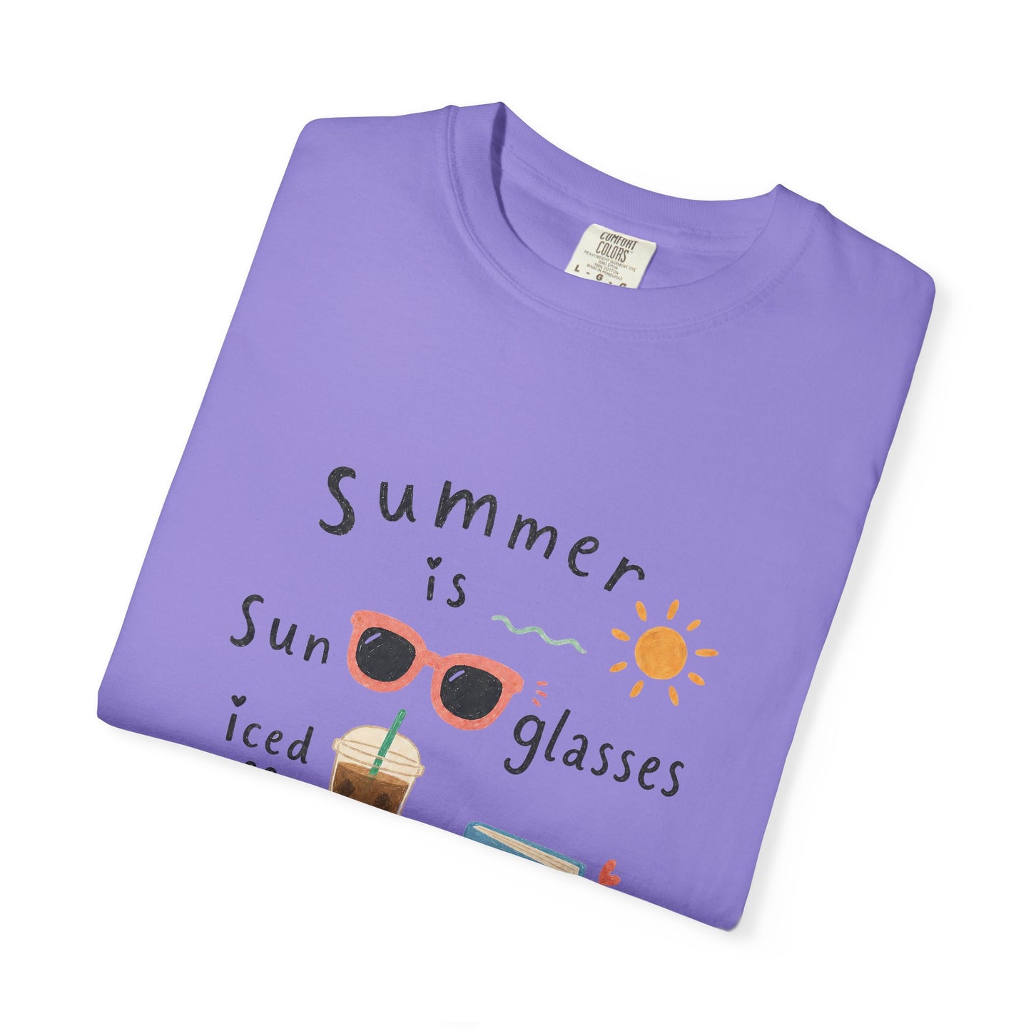 "Summer Is Sunglasses, Iced Coffee & Books" T-Shirt