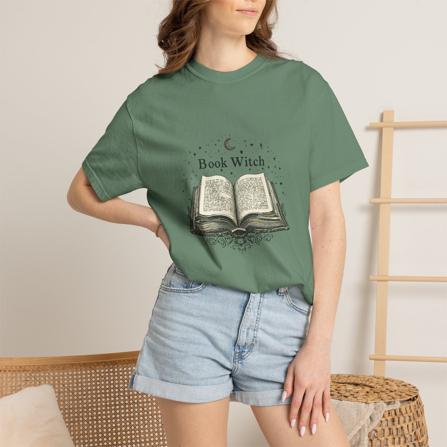 "Book Witch" T-Shirt — Vintage Open Spellbook Design for Readers & Witches