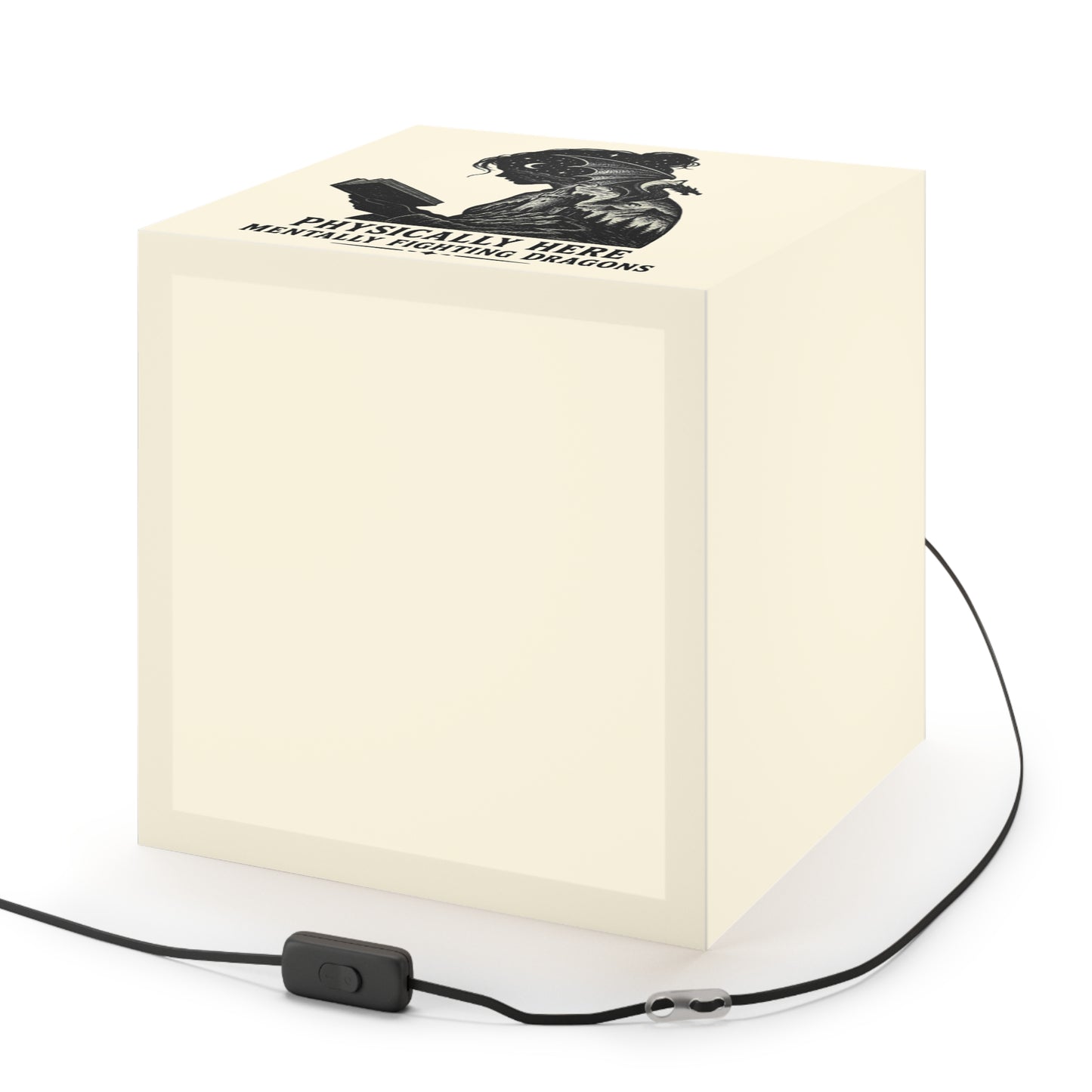 Light Cube Lamp — 'Physically Here, Mentally Fighting Dragons' Reading Cube Lamp