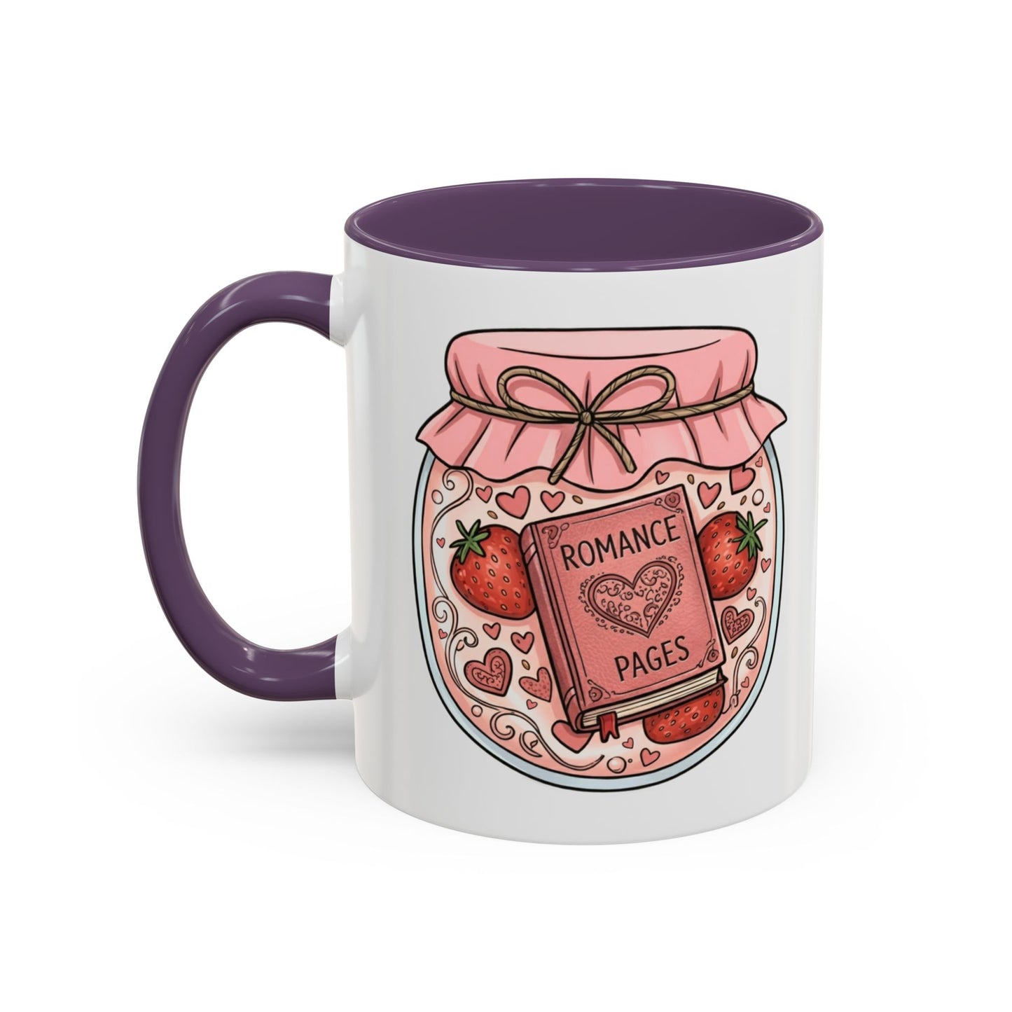 "Romance Pages" Jam Jar Coffee Mug — Cute Strawberry Jam Romance Readers Mug (11/15oz)