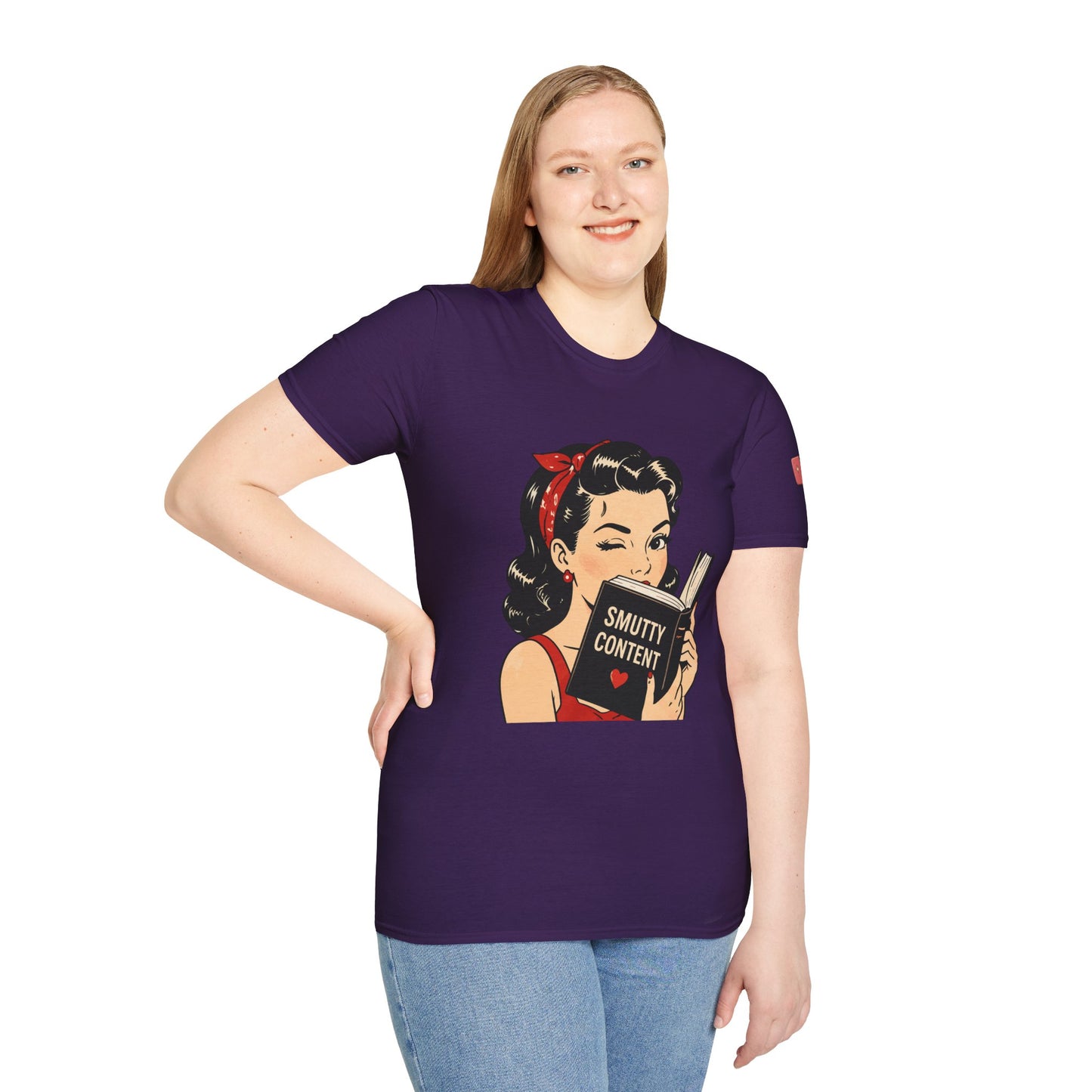 Lightweight Fabric - Vintage Pin-up Reading Tee — "Smutty Content" Graphic T-Shirt