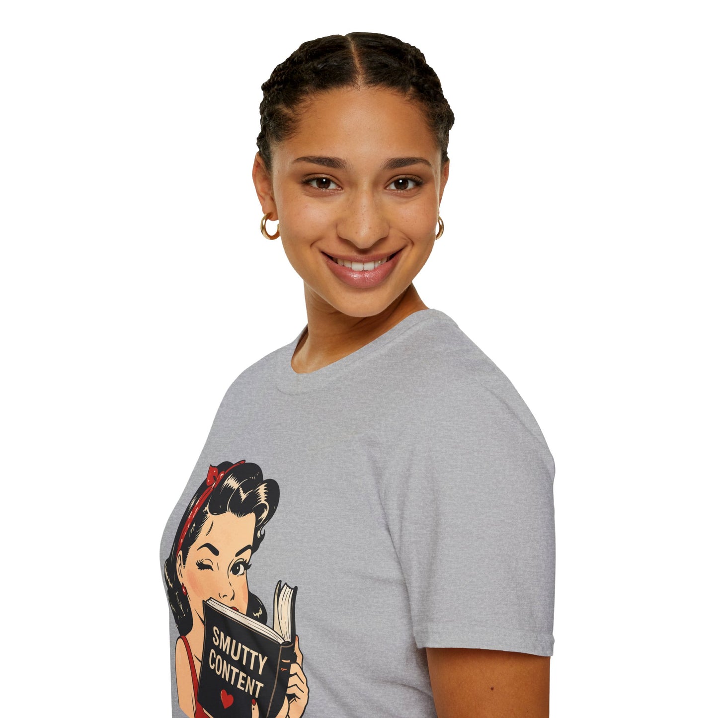 Lightweight Fabric - Vintage Pin-up Reading Tee — "Smutty Content" Graphic T-Shirt