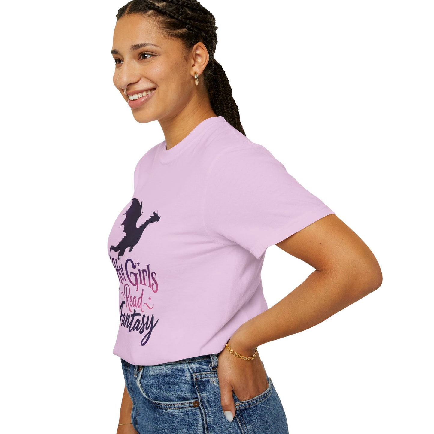 Fantasy Reader T‑Shirt — "Hot Girls Read Fantasy" Dragon Graphic