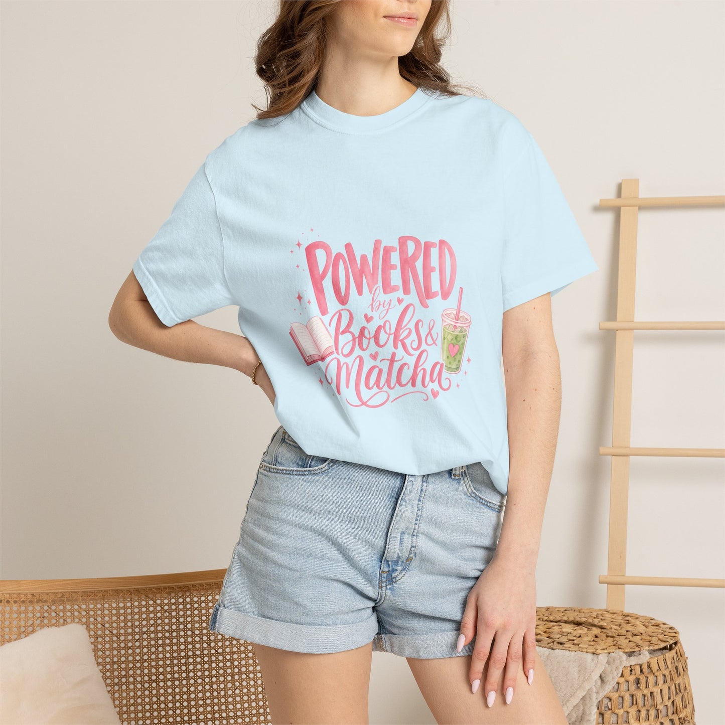 "Powered by Books & Matcha" T-Shirt