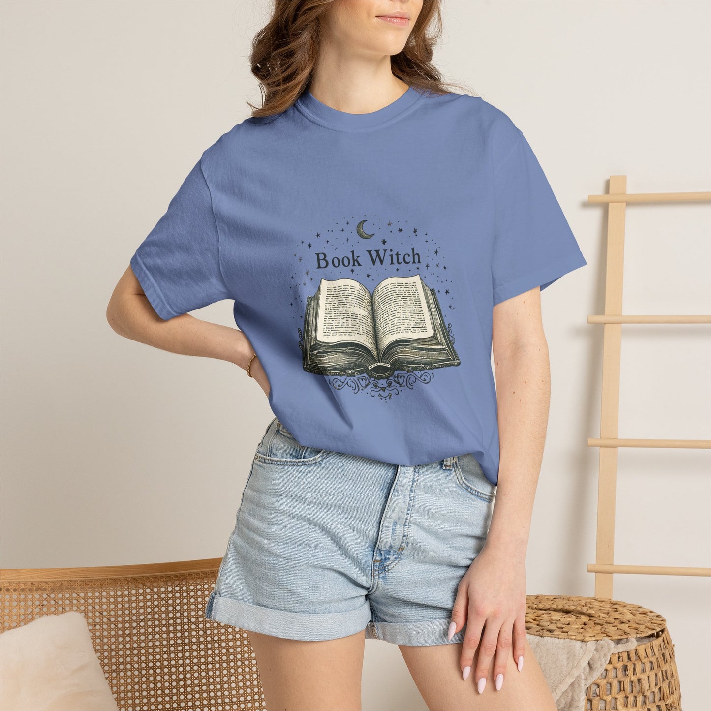 "Book Witch" T-Shirt — Vintage Open Spellbook Design for Readers & Witches