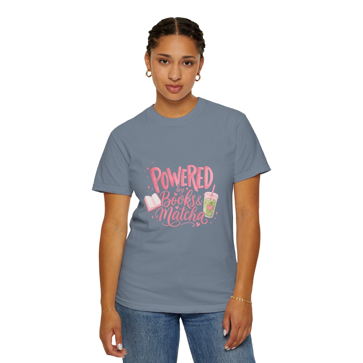 "Powered by Books & Matcha" T-Shirt