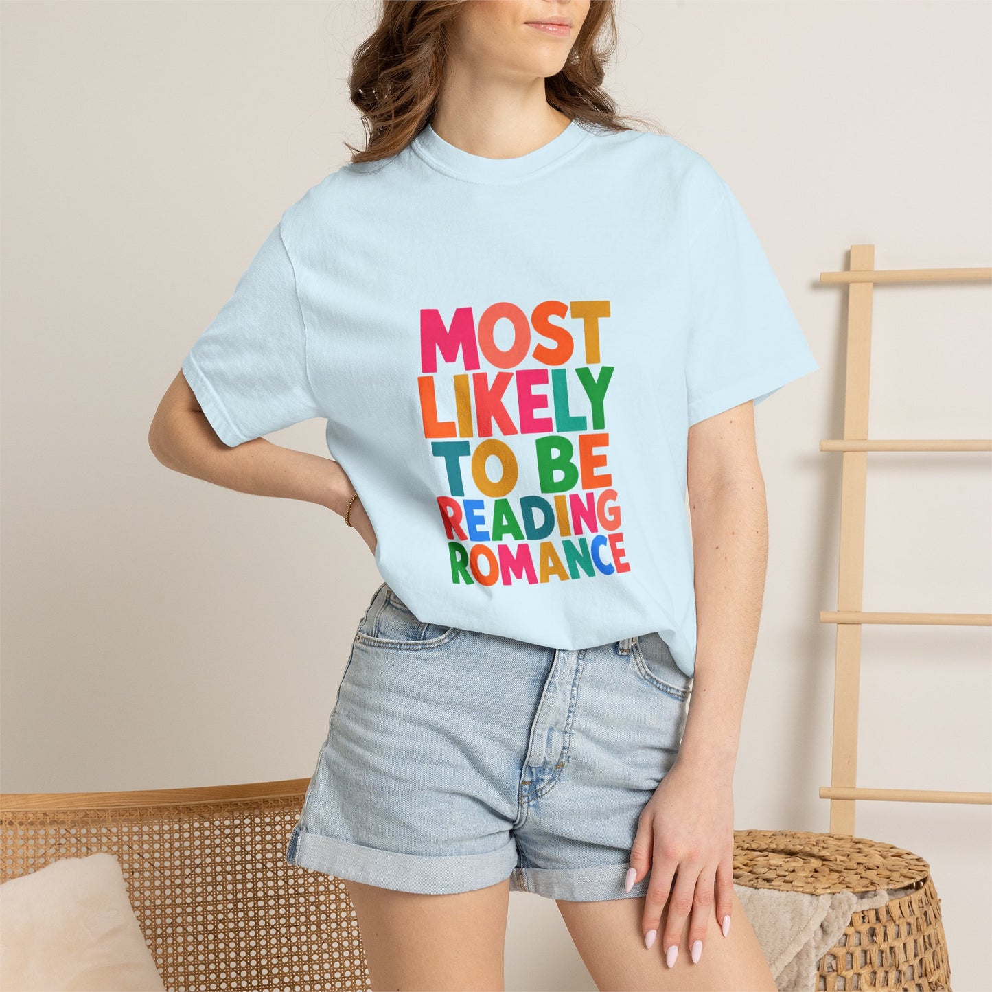 "Most Likely to Be Reading Romance" Colourful Book Lover Tee