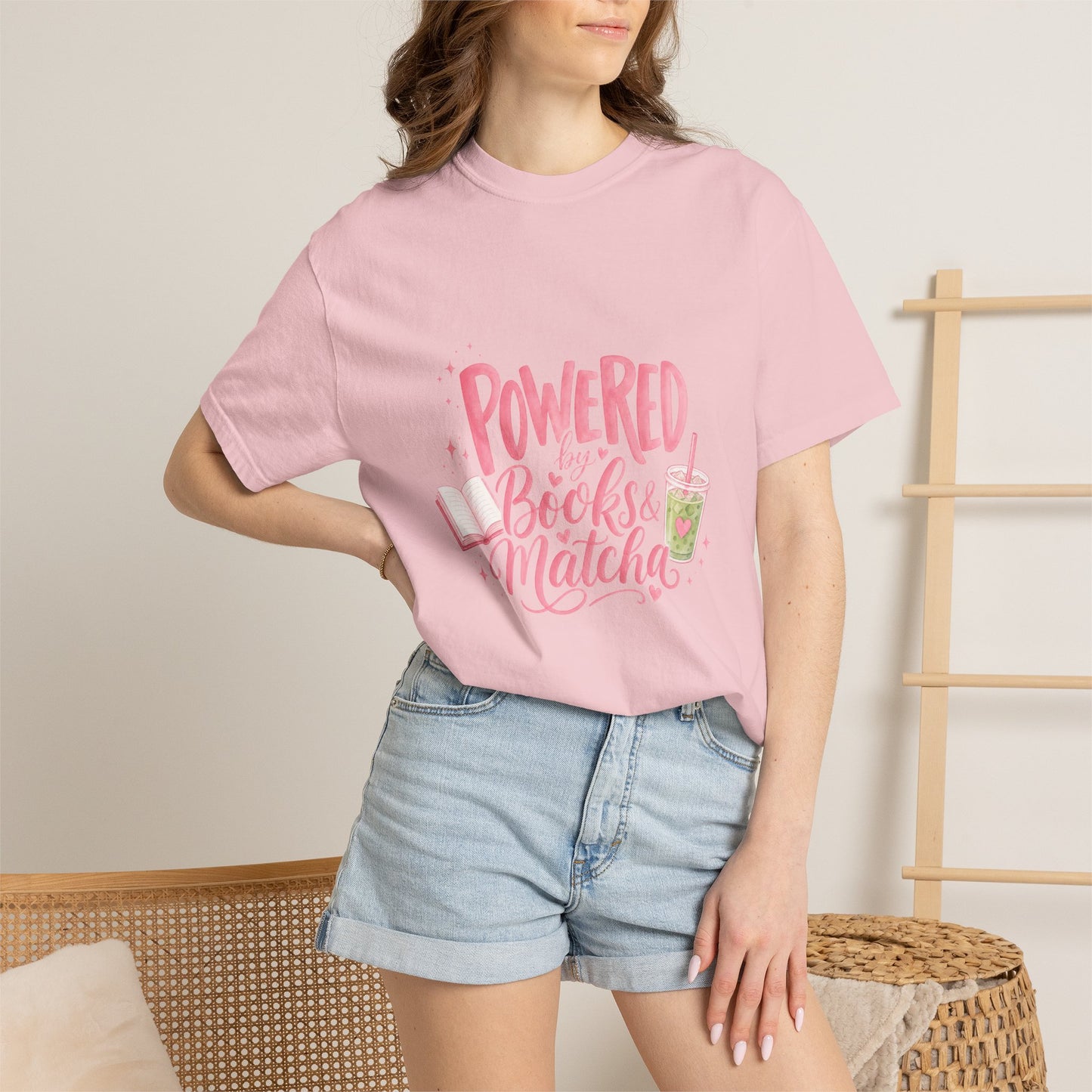 "Powered by Books & Matcha" T-Shirt