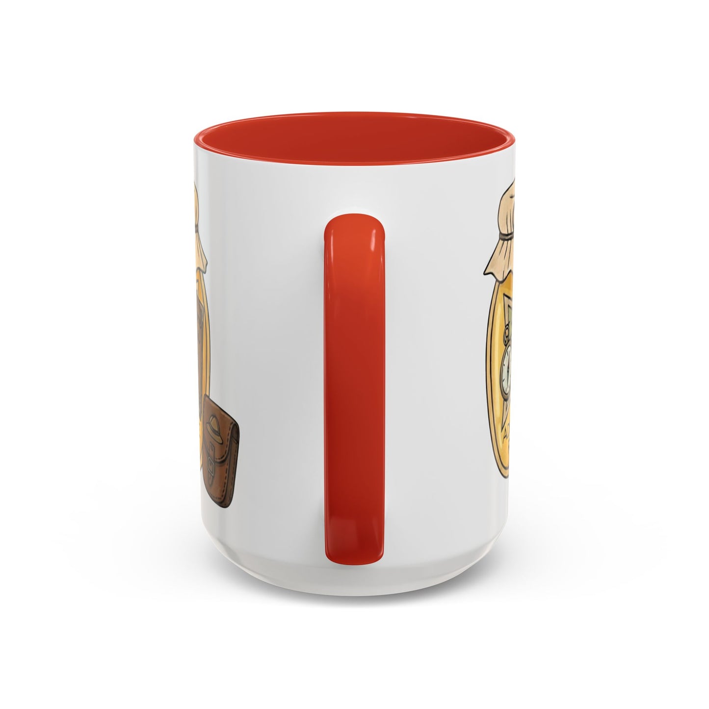 "Adventure Reader" Accent Coffee Mug — Bookish Travel Compass & Treasure Jam Jar Design